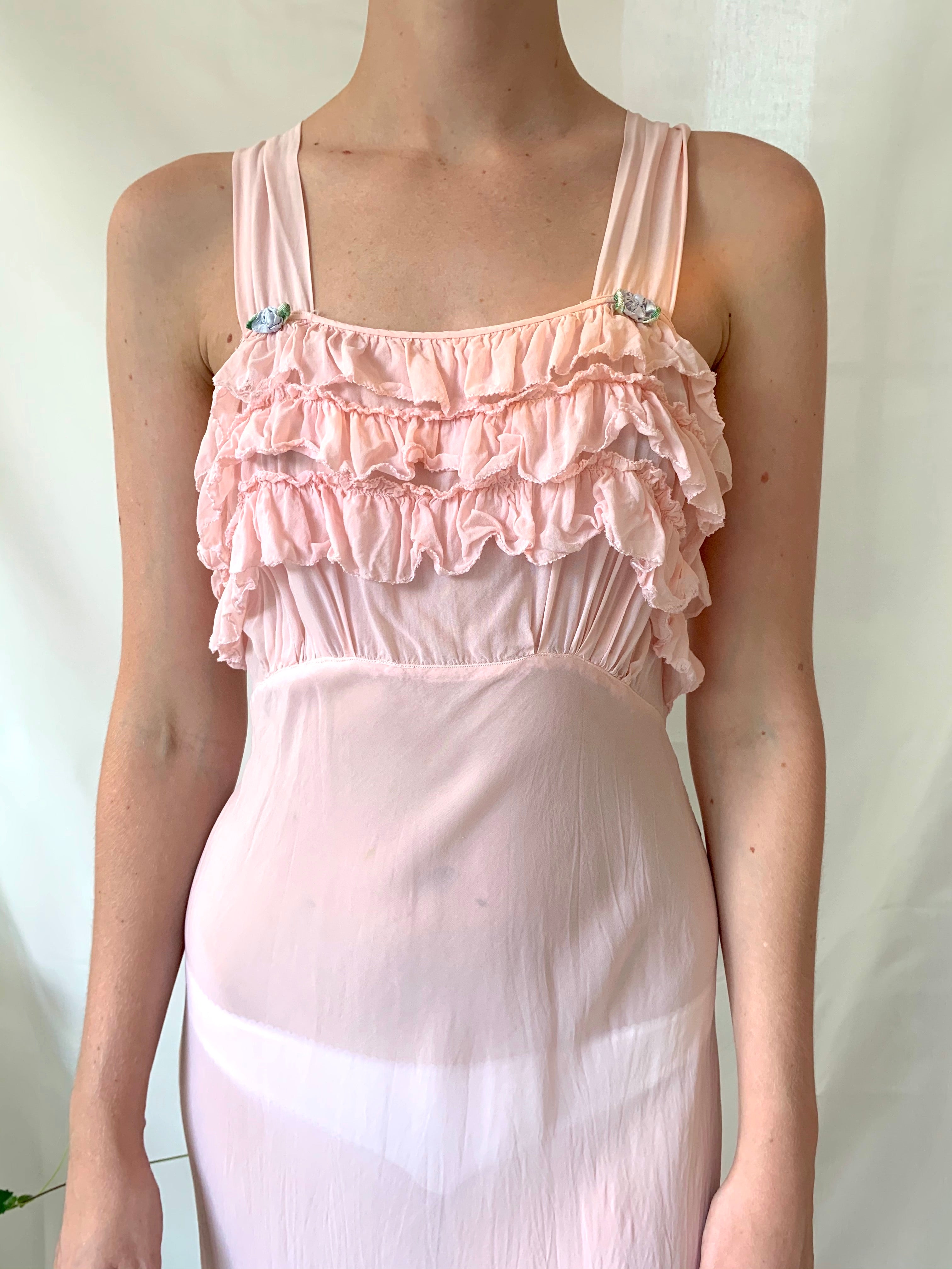 Powder Pink Slip with Ruffle Bust