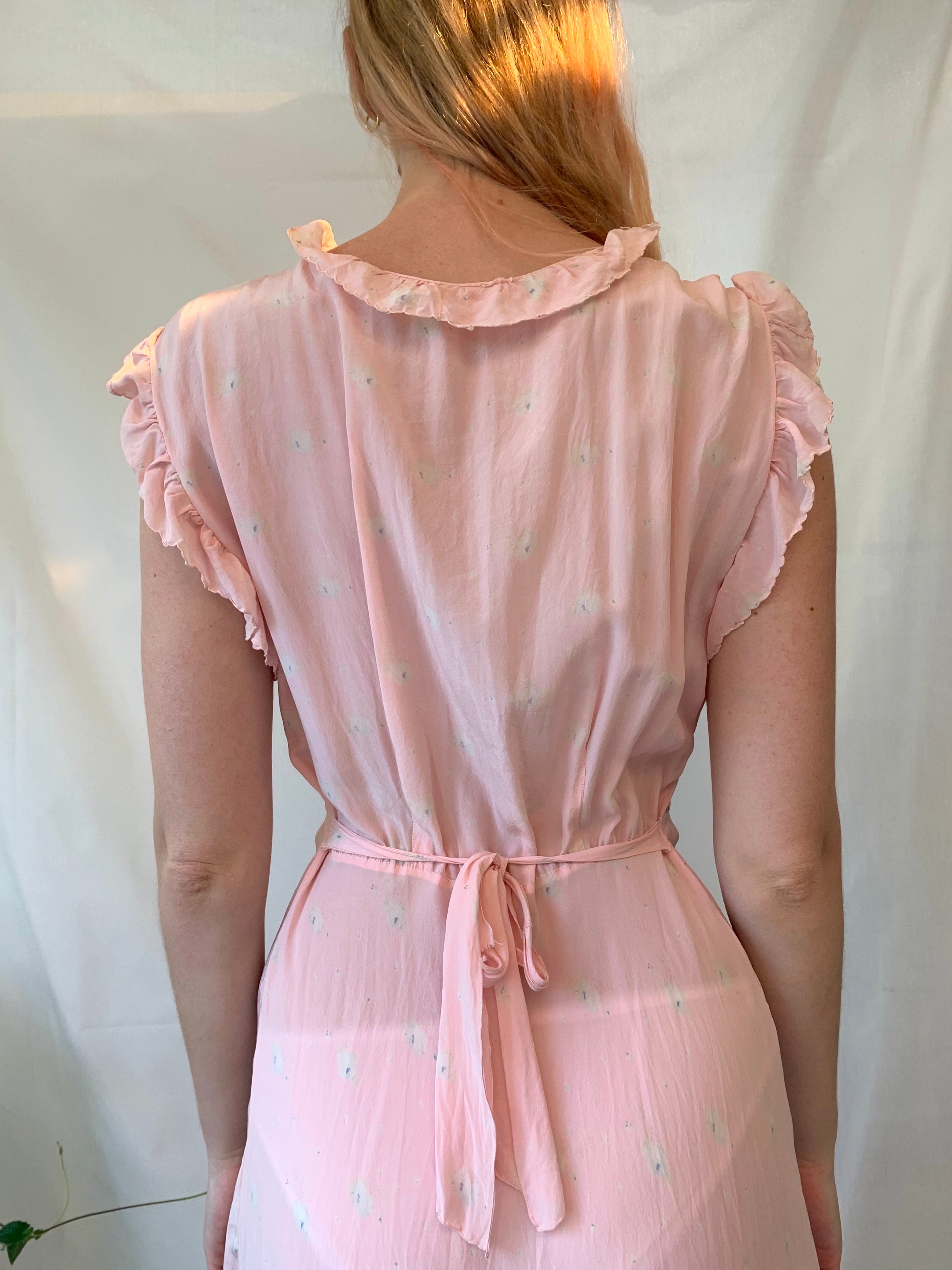 Pink Silk Floral Print Dress
