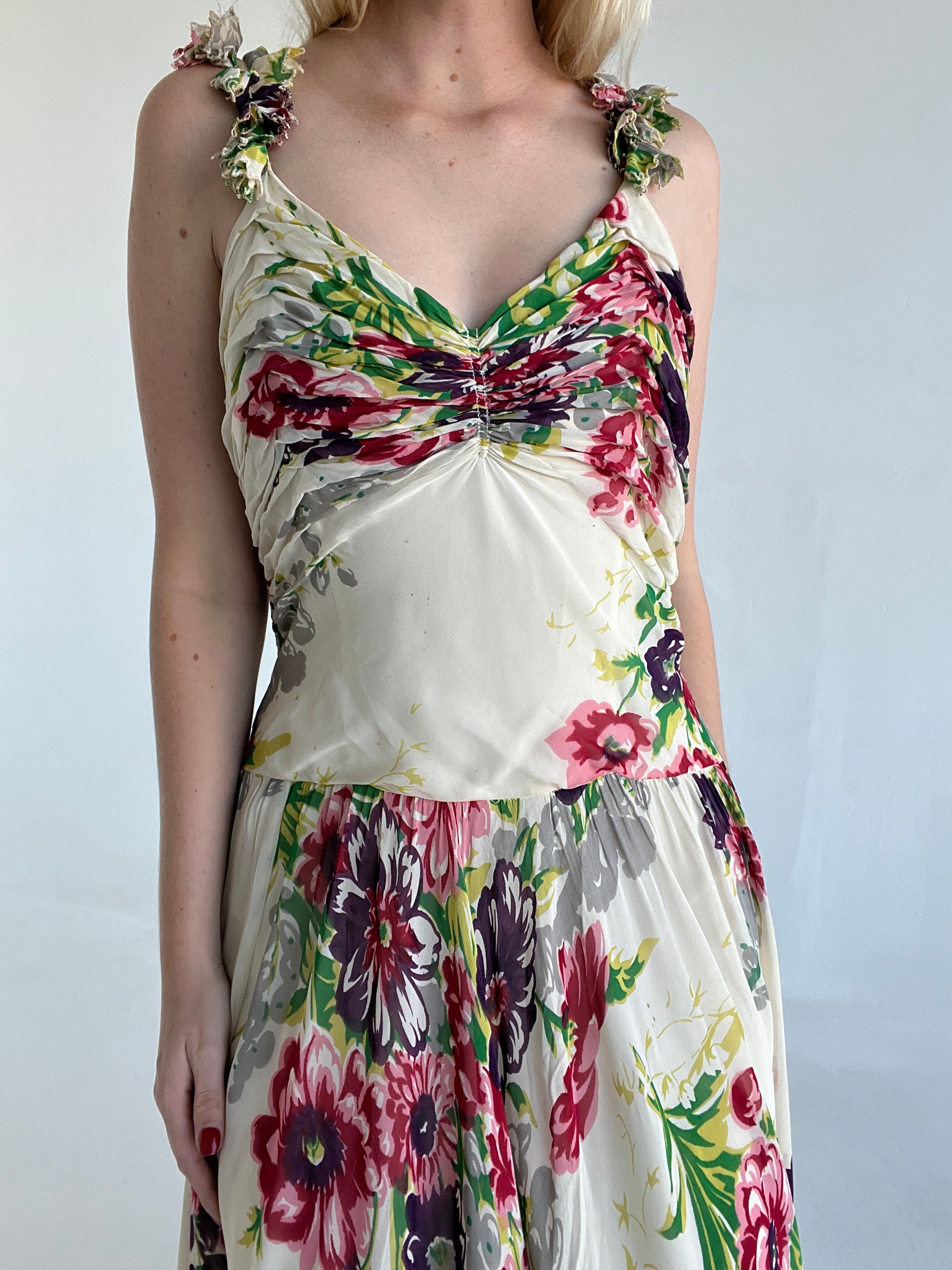 1930's Floral Print Gown