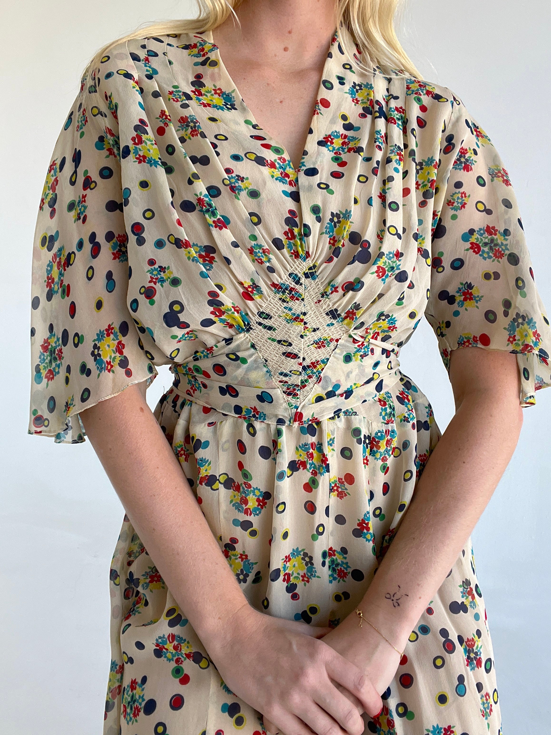1930's Silk Chiffon Super Fun Print Dress – Eveliina Vintage