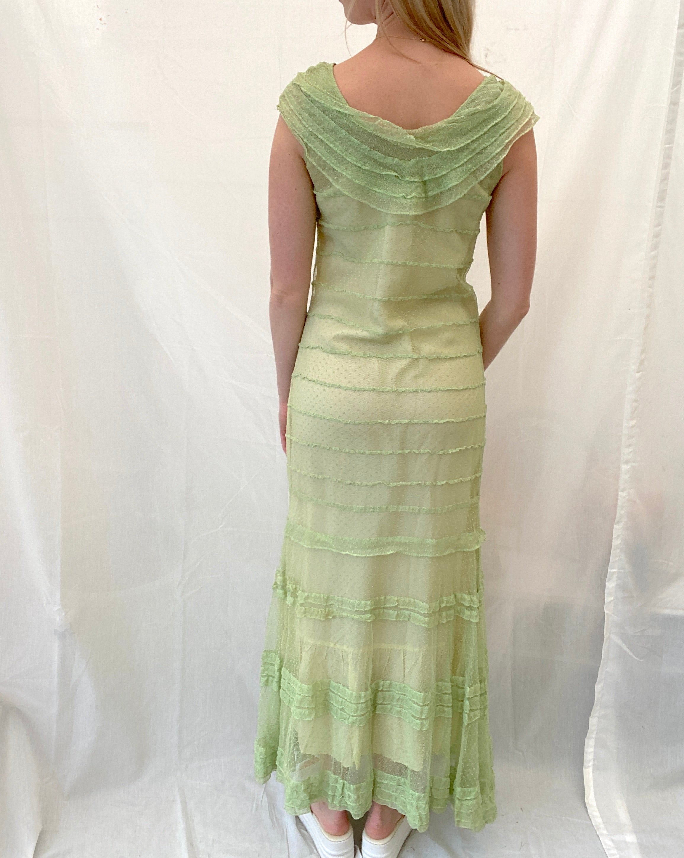 Green Swiss Dot Net Dress