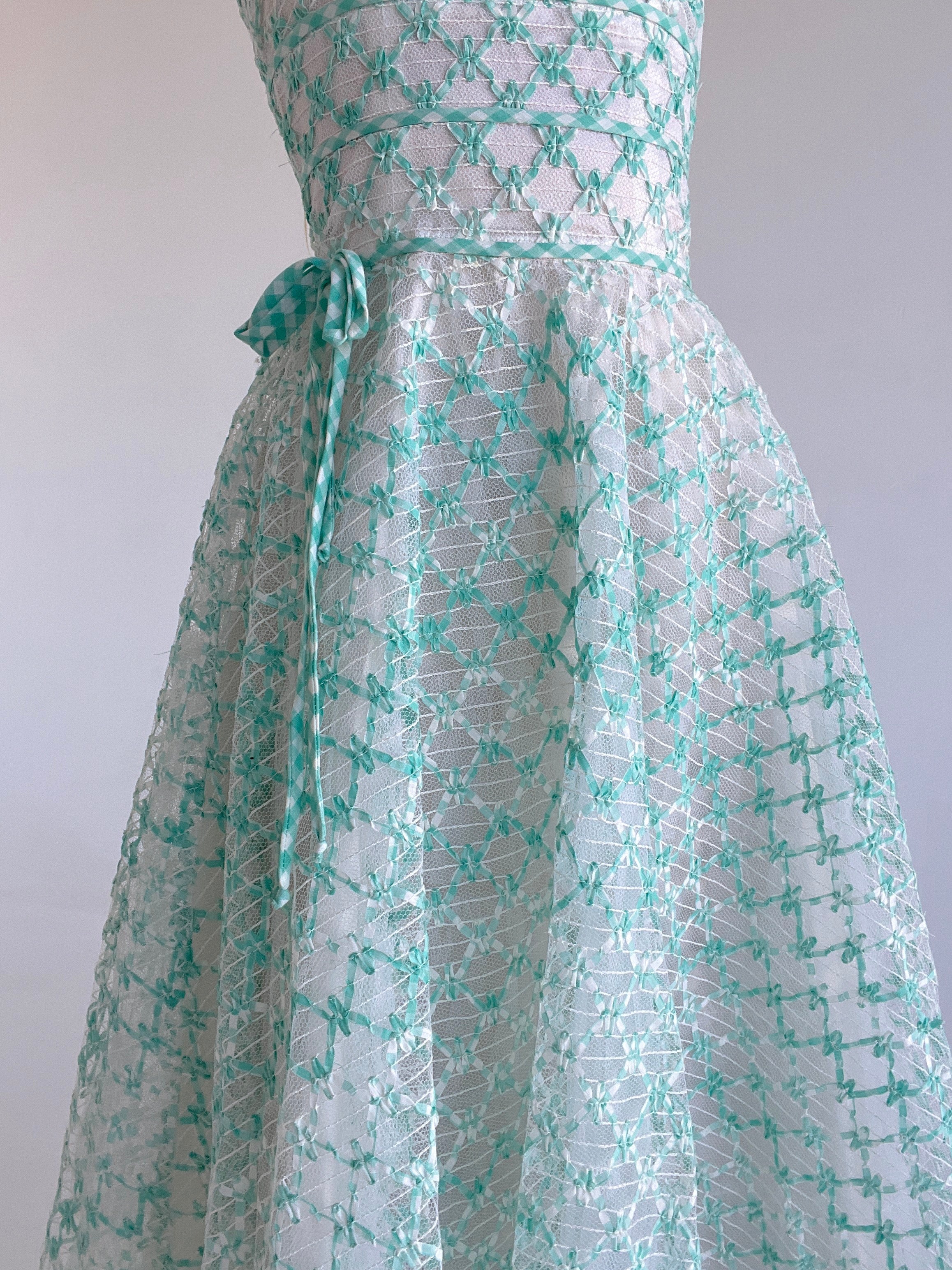 1950's Turquoise and White Dress Eveliina Vintage 1950's Turquoise and White Dress Eveliina Vintage