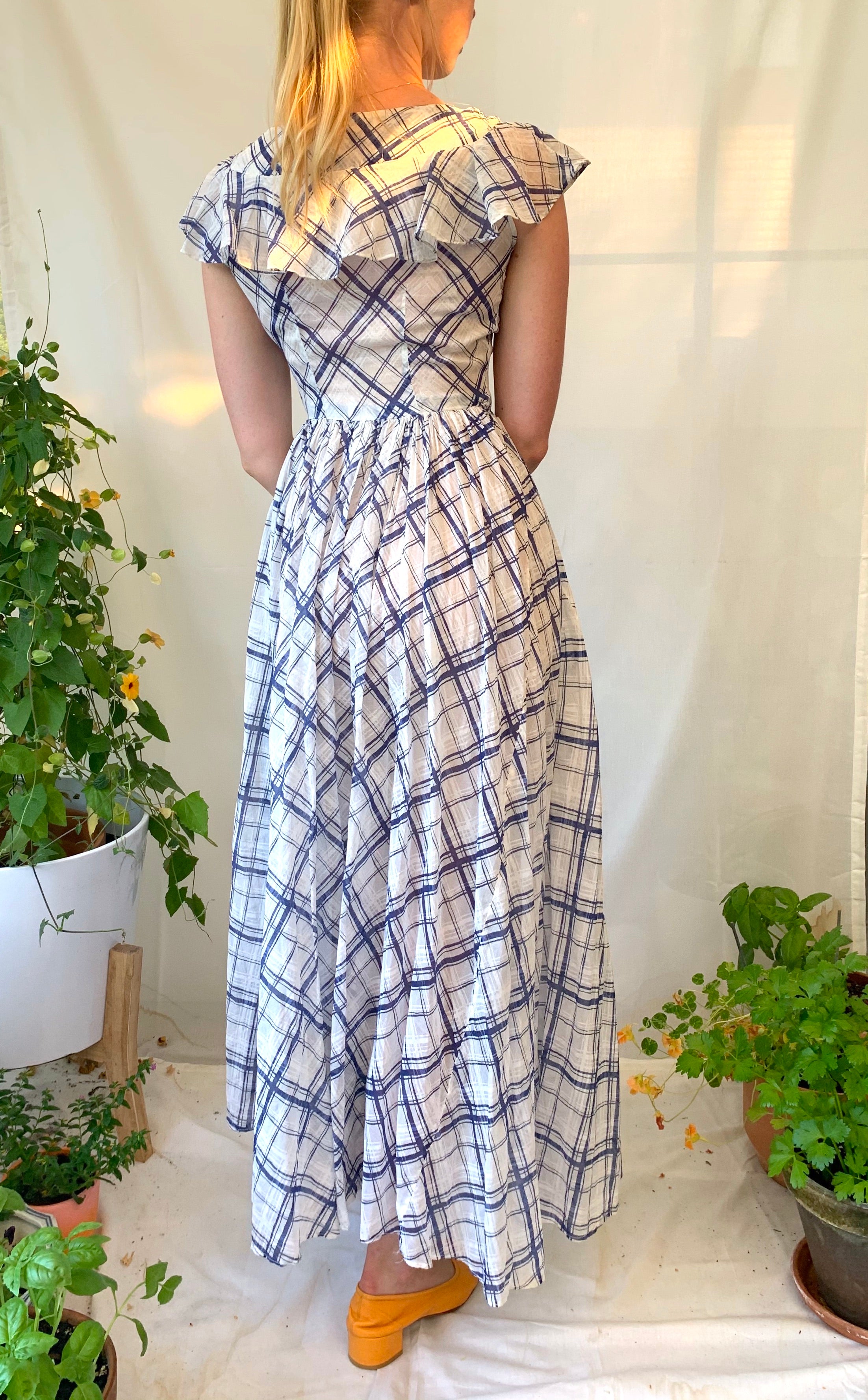 1930's Blue and White Plaid Cotton Picnic Dress – Eveliina Vintage