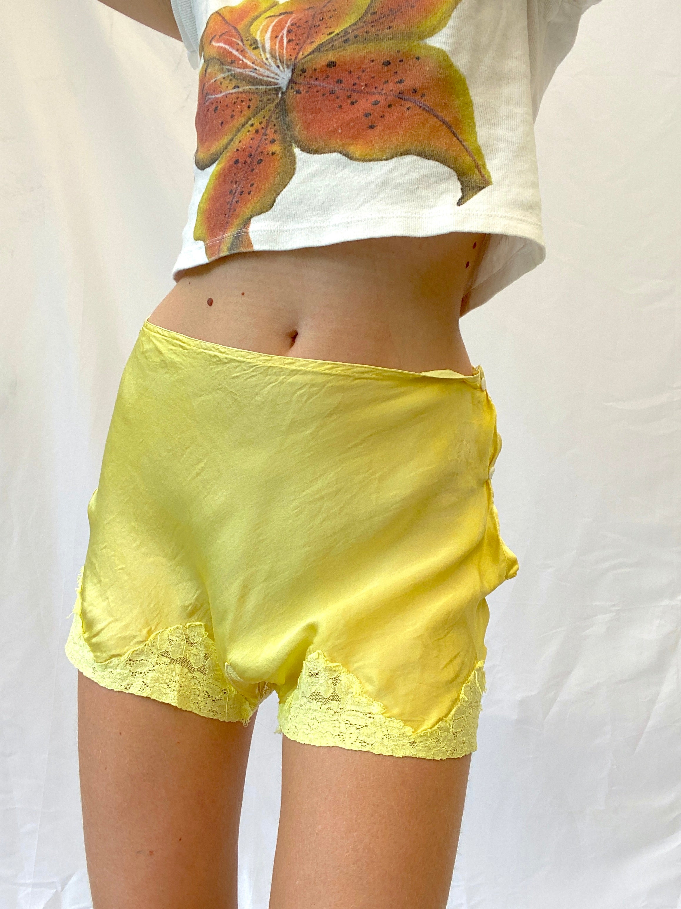 Hand Dyed Yellow Silk Tap Shorts