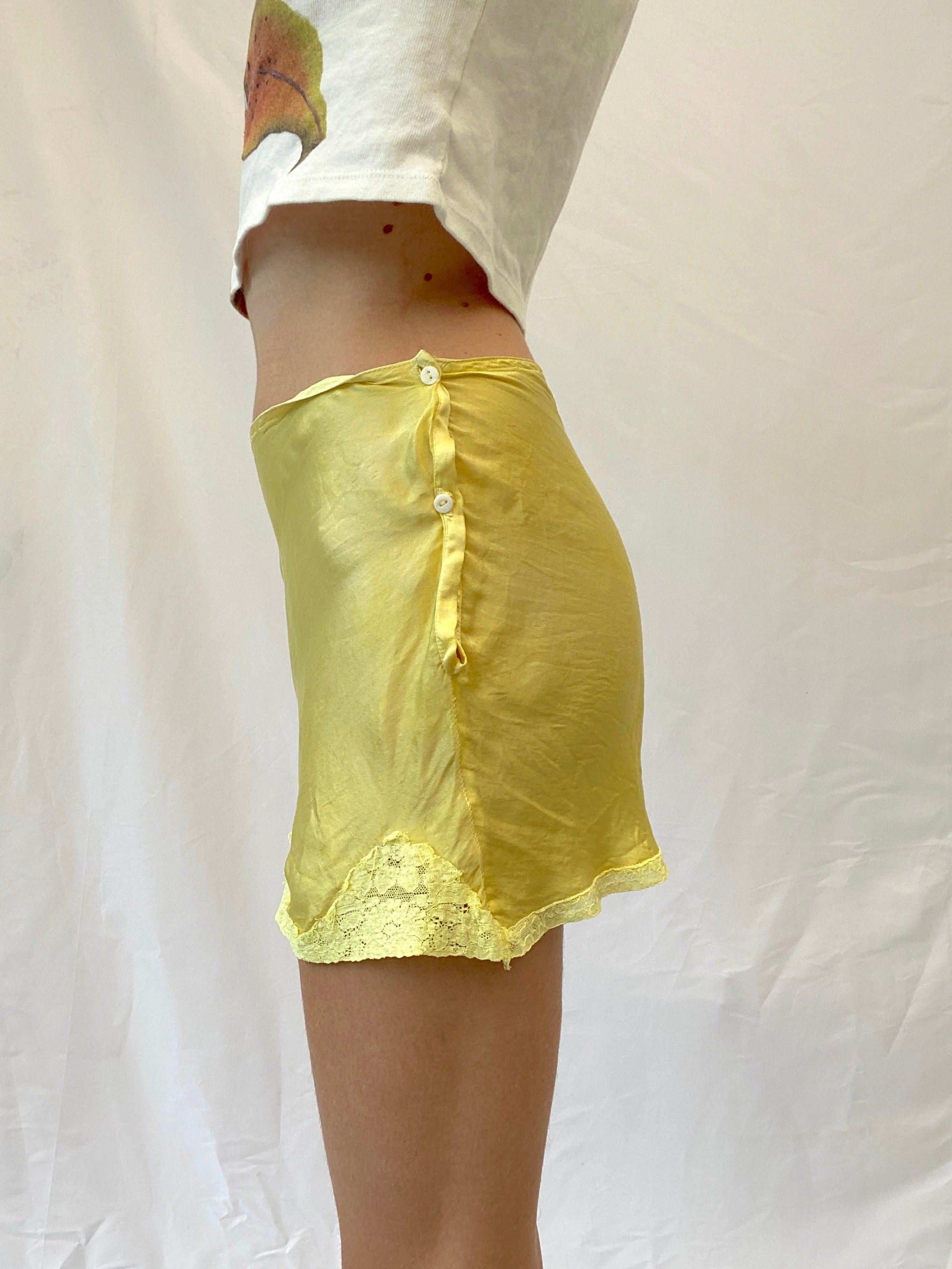 Hand Dyed Yellow Silk Tap Shorts