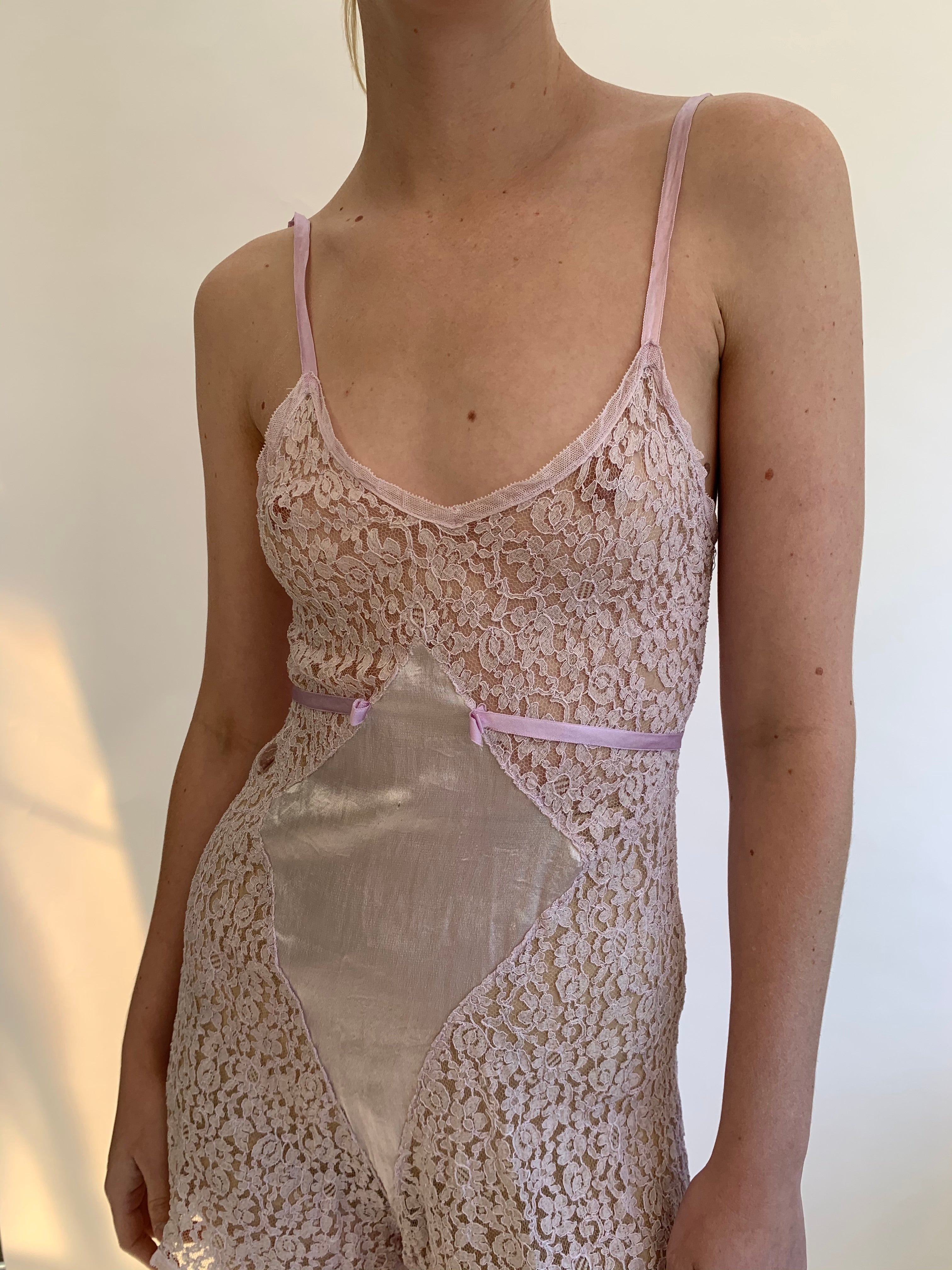 Lavender Lace and Silk Playsuit