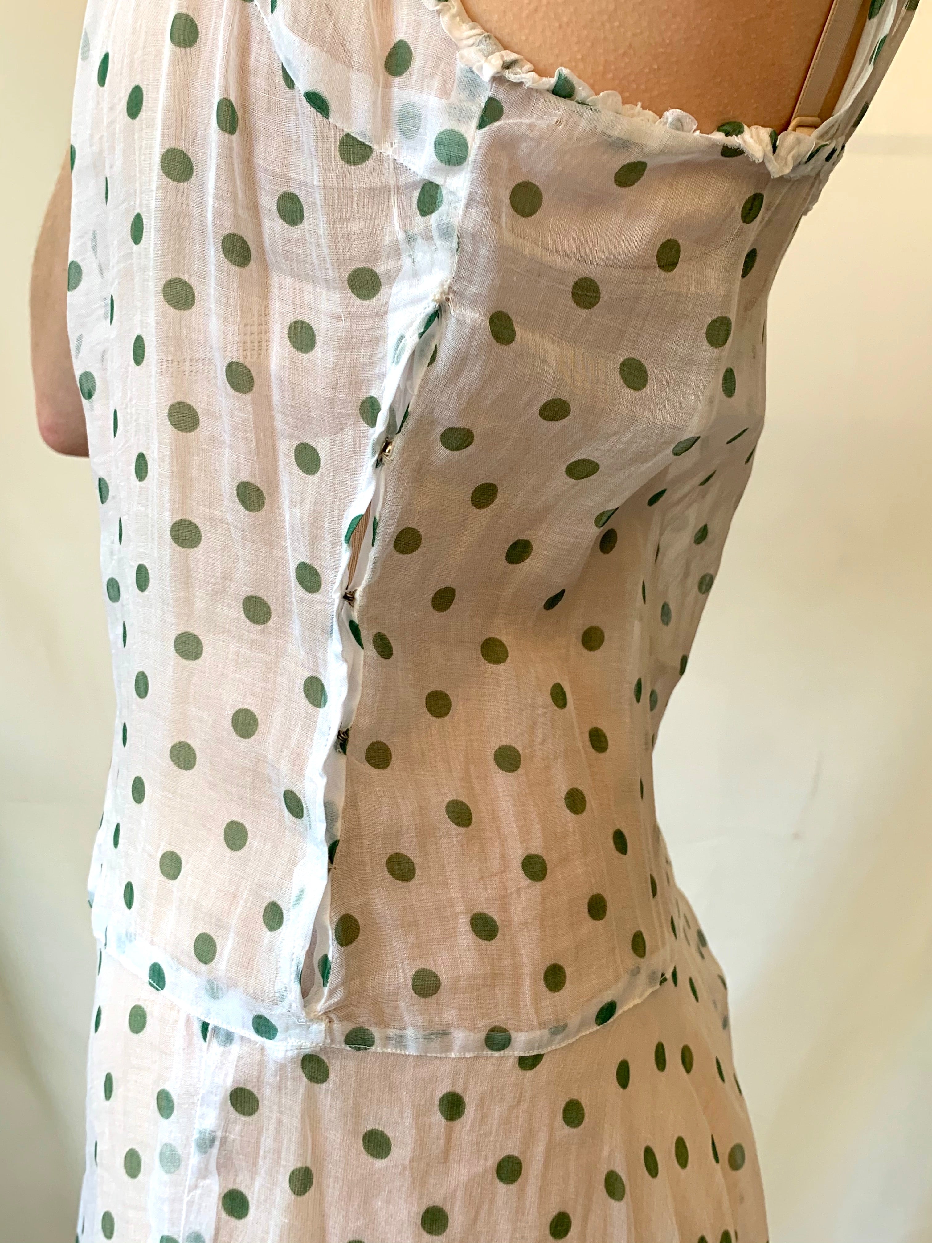 Green Polka Dot Organza Dress with Matching Bolero