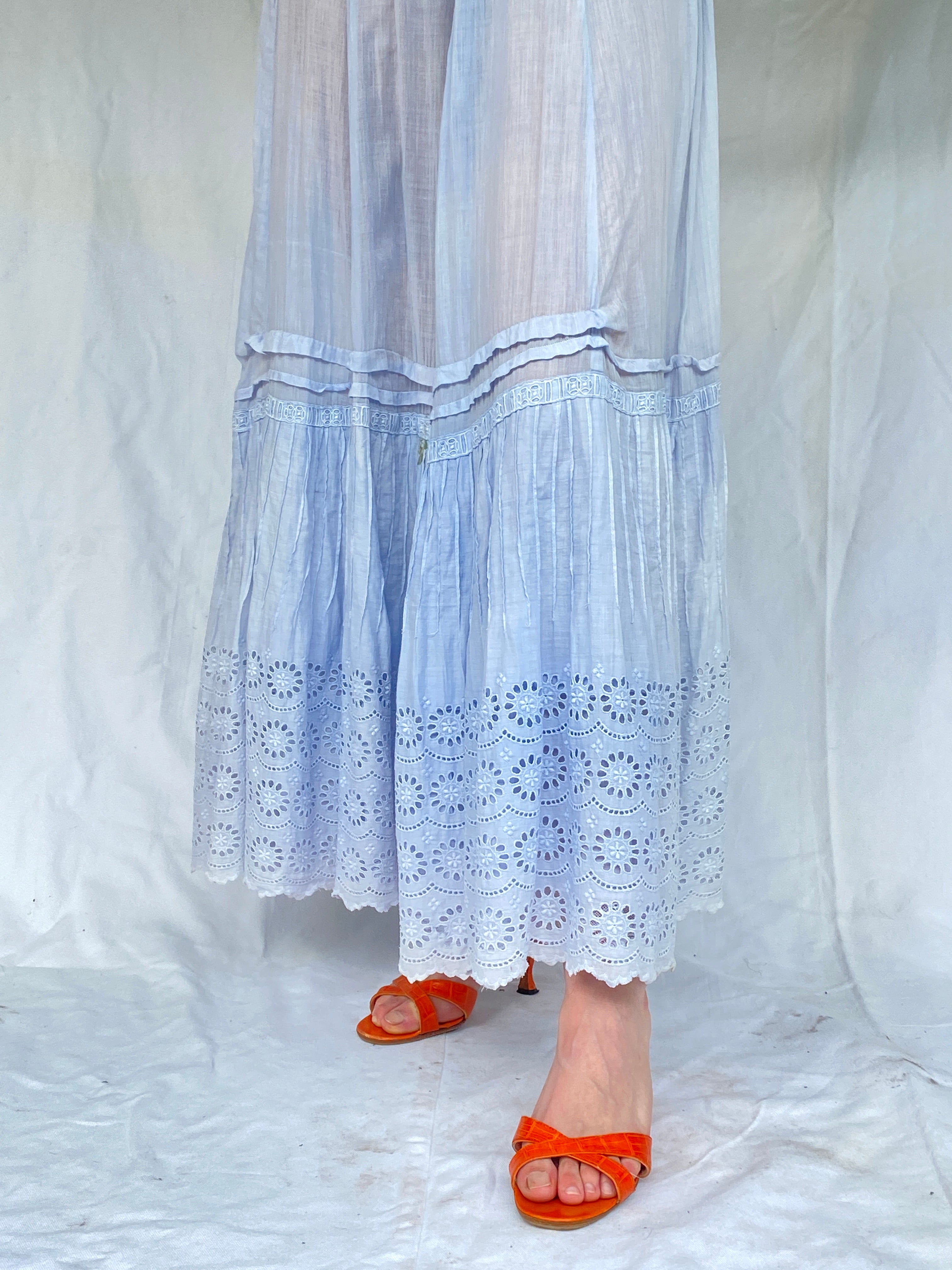 Hand Dyed Sky Blue Victorian Dress