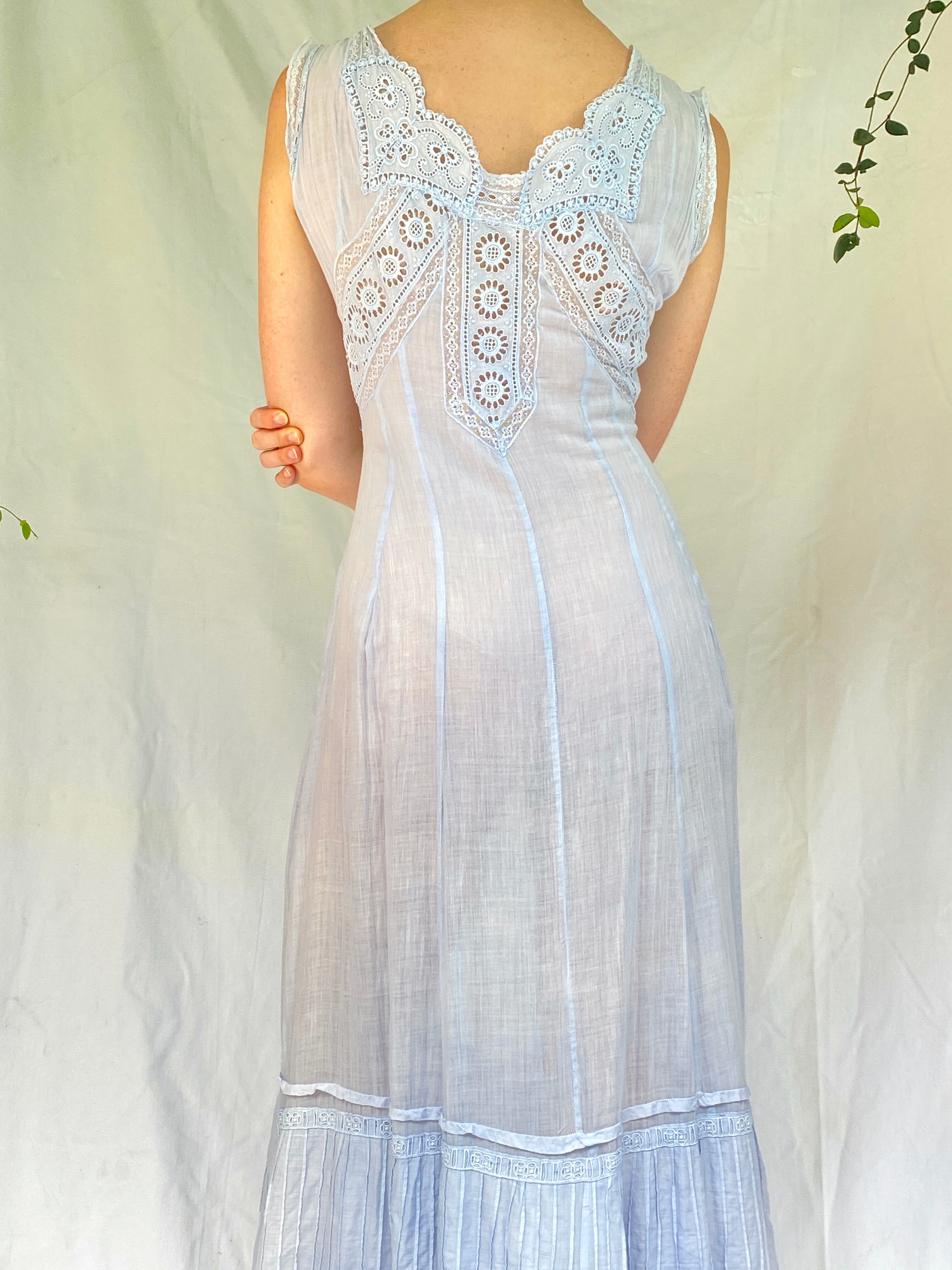 Hand Dyed Sky Blue Victorian Dress