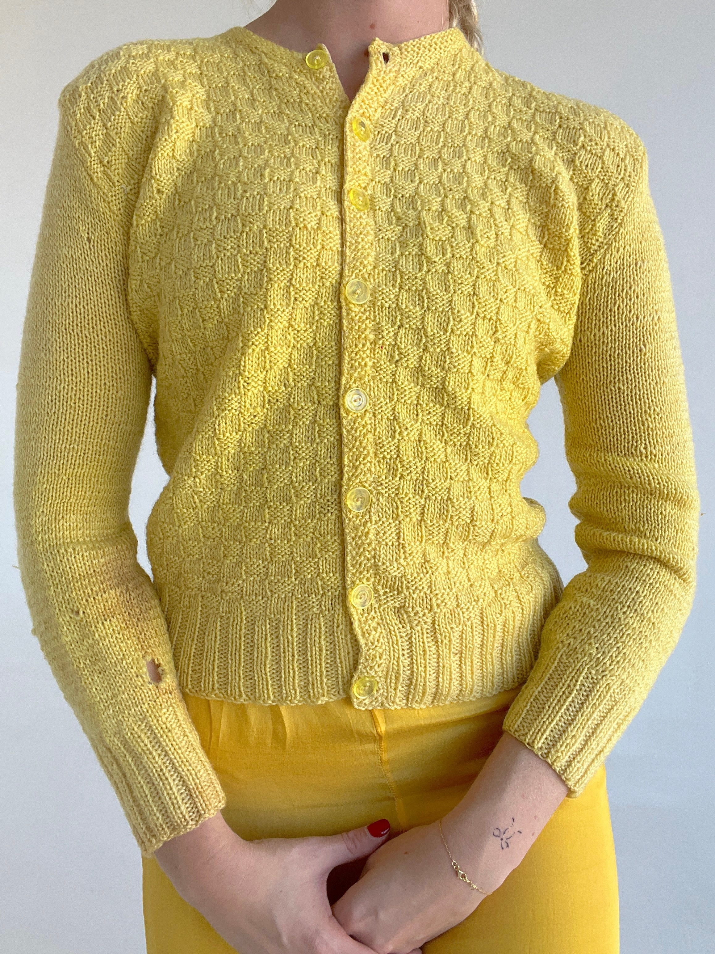 Yellow Knit Cardigan