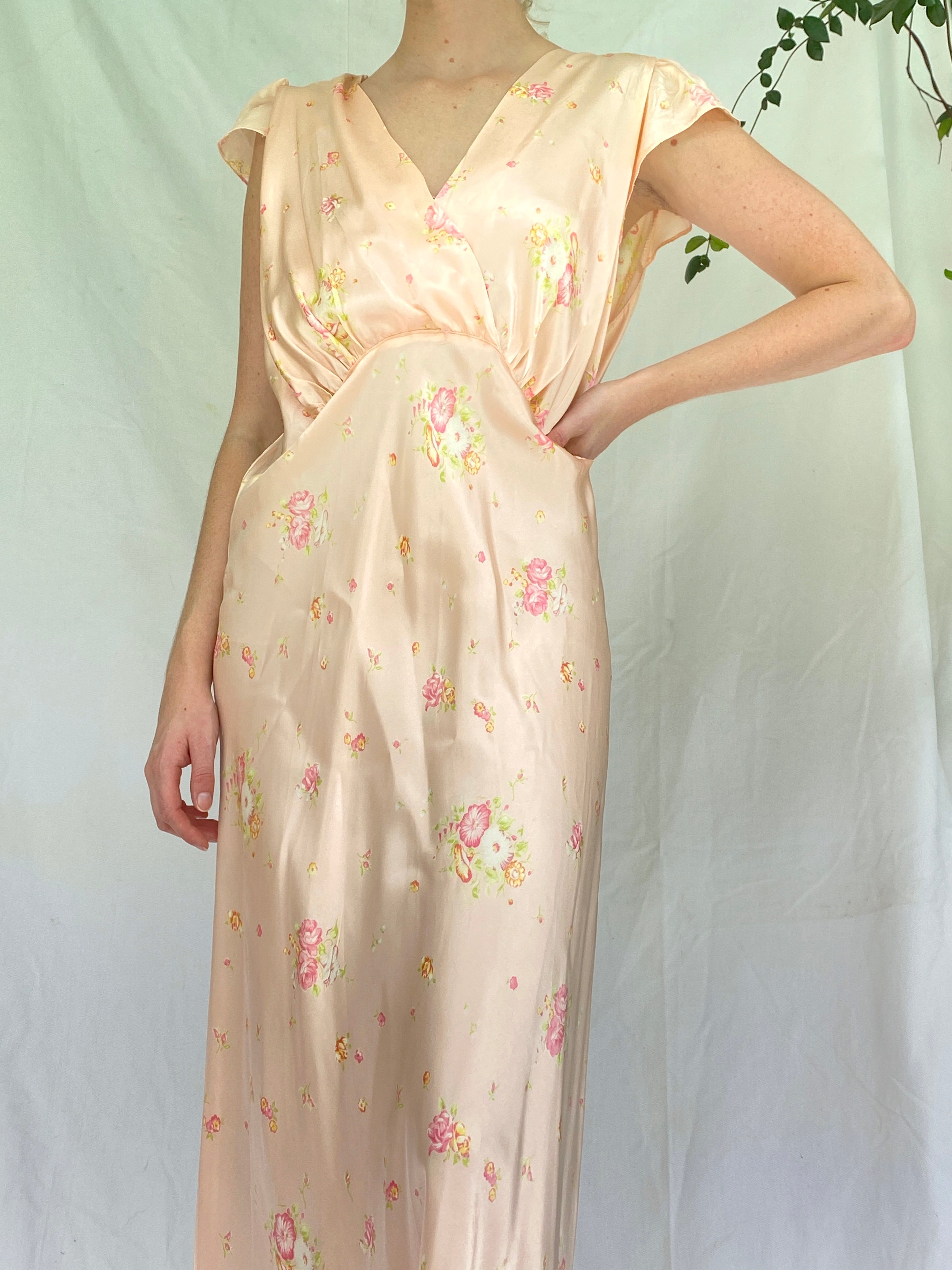 Silky Pink Slip with Yellow and Pink Floral Print