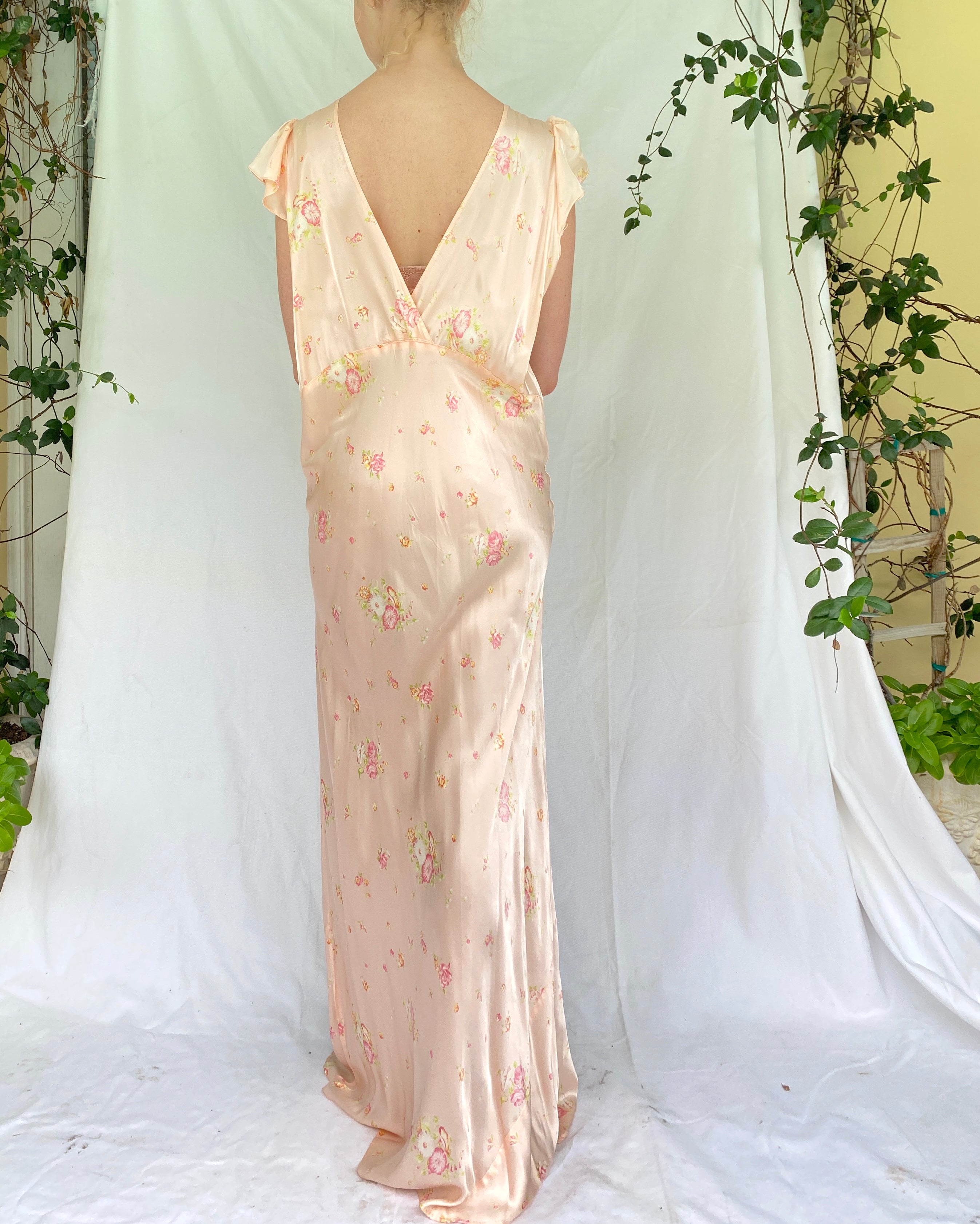Silky Pink Slip with Yellow and Pink Floral Print