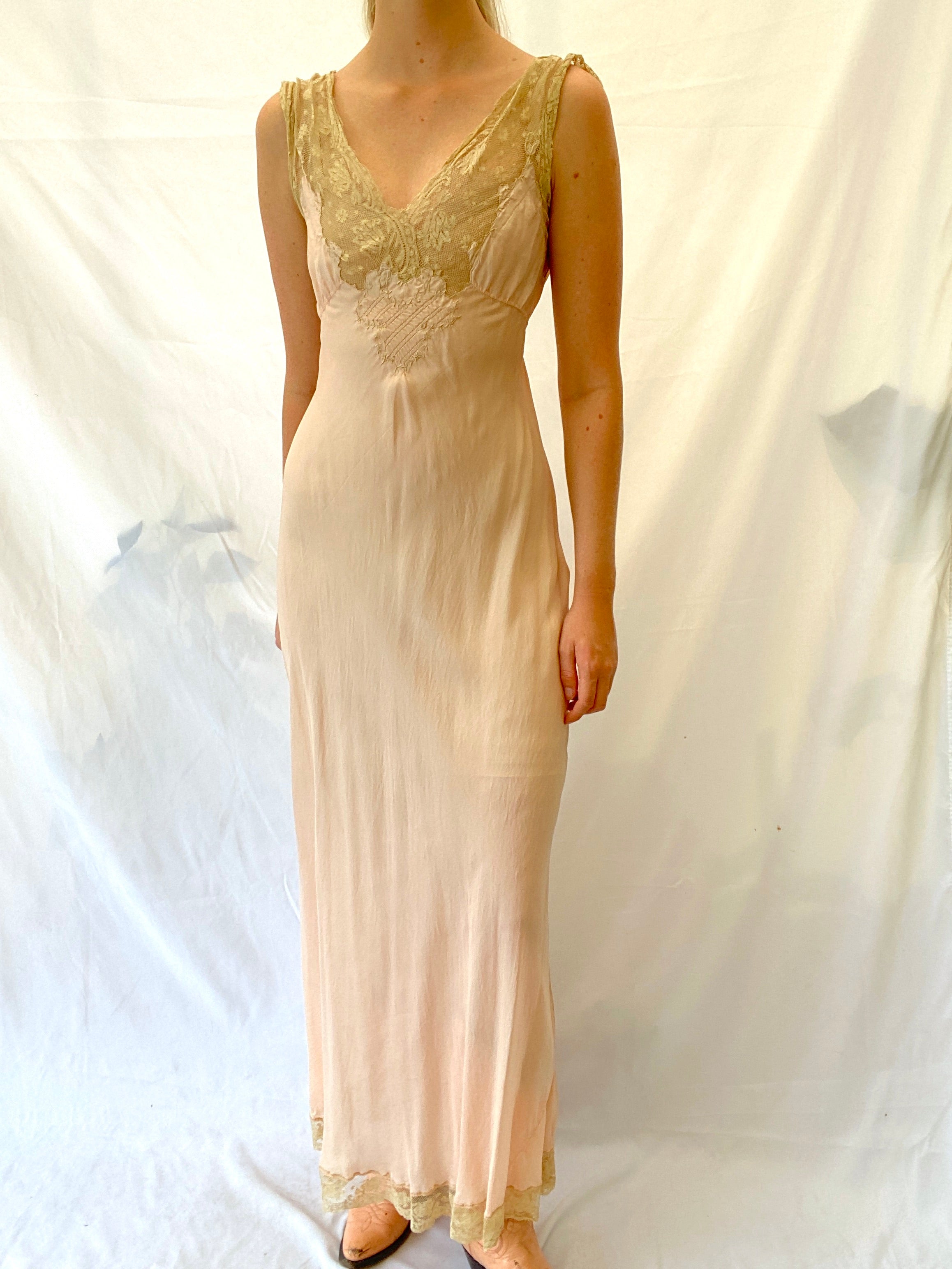 Pale Pink Slip with Cream Lace
