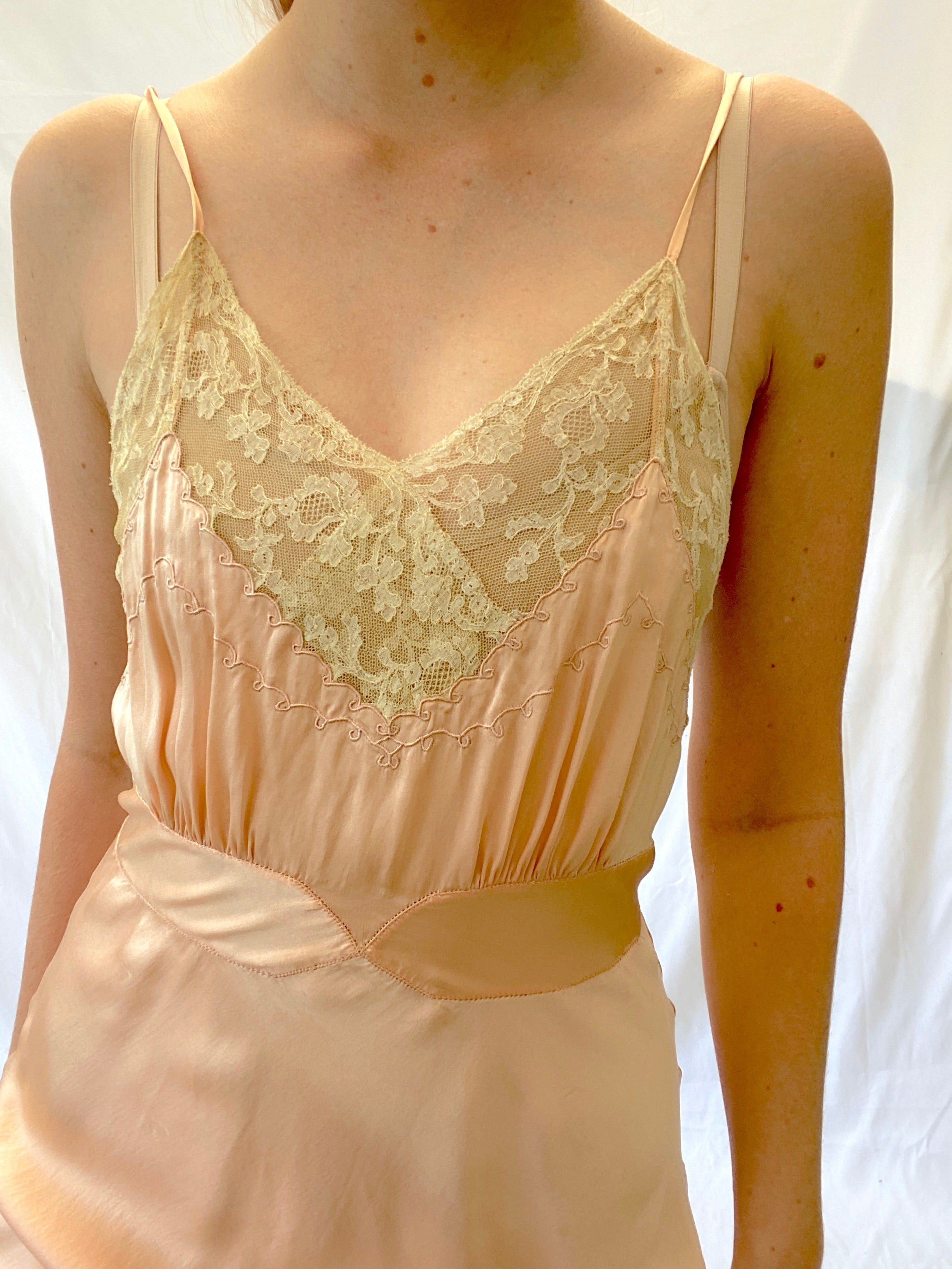 Pink Short Slip Dress with Cream Lace
