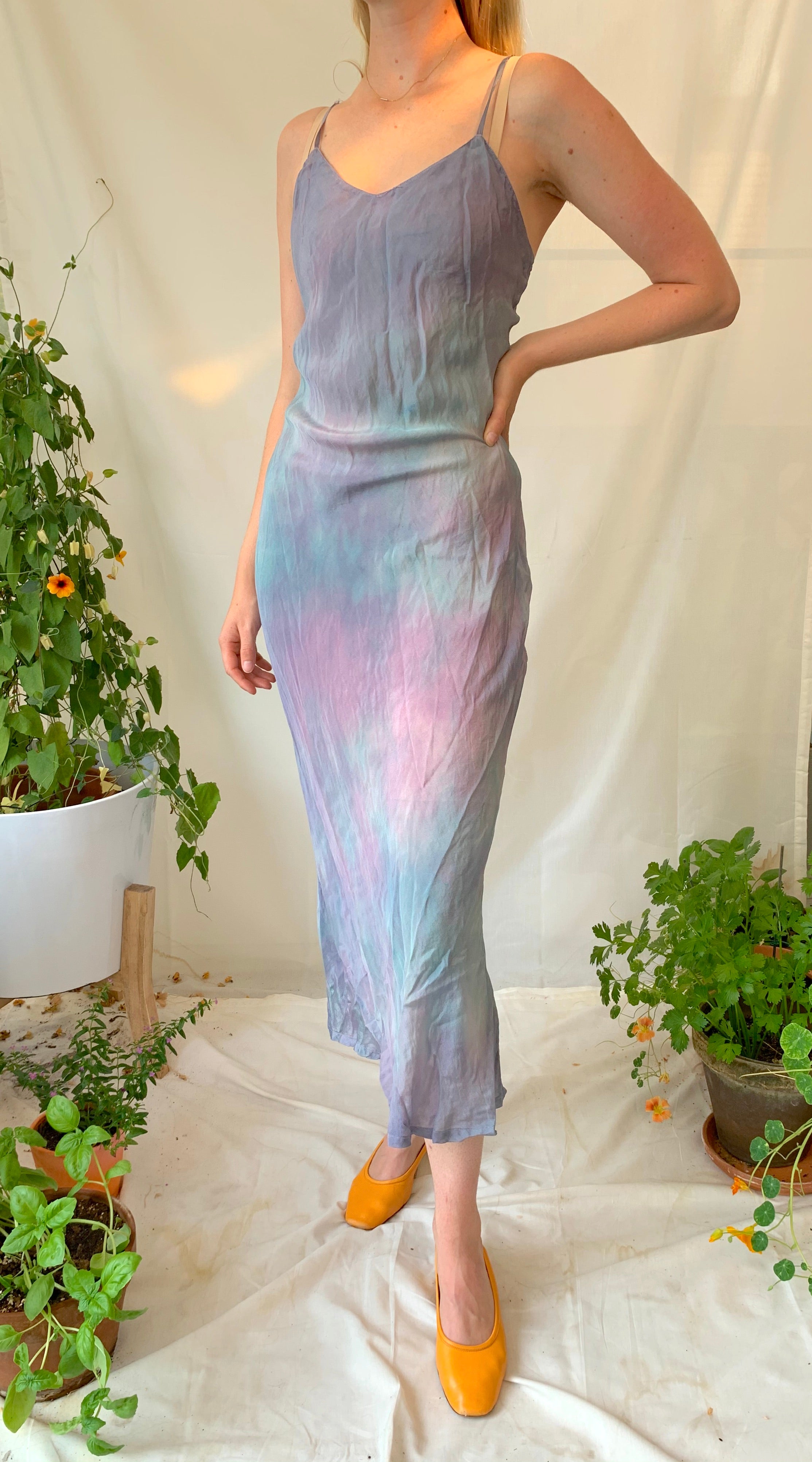 purple tie dye slip dress Tie Dye Amethyst Slip Dress - Goth Spaghetti Strap