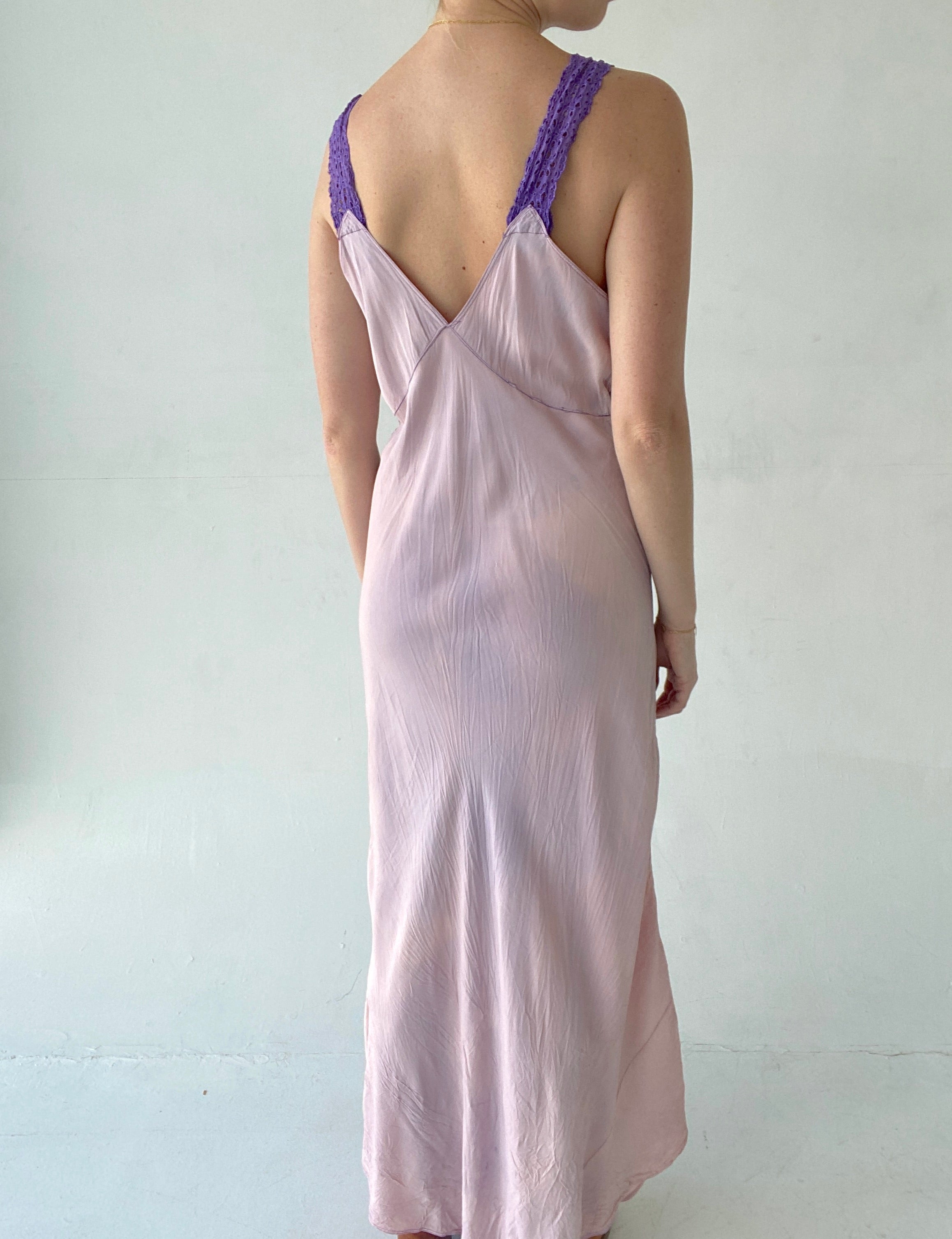 Hand Dyed Lilac Slip with Purple Lace