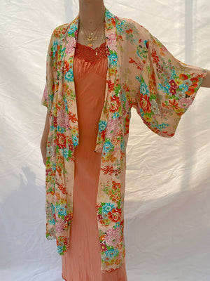 Bright Floral Print Kimono
