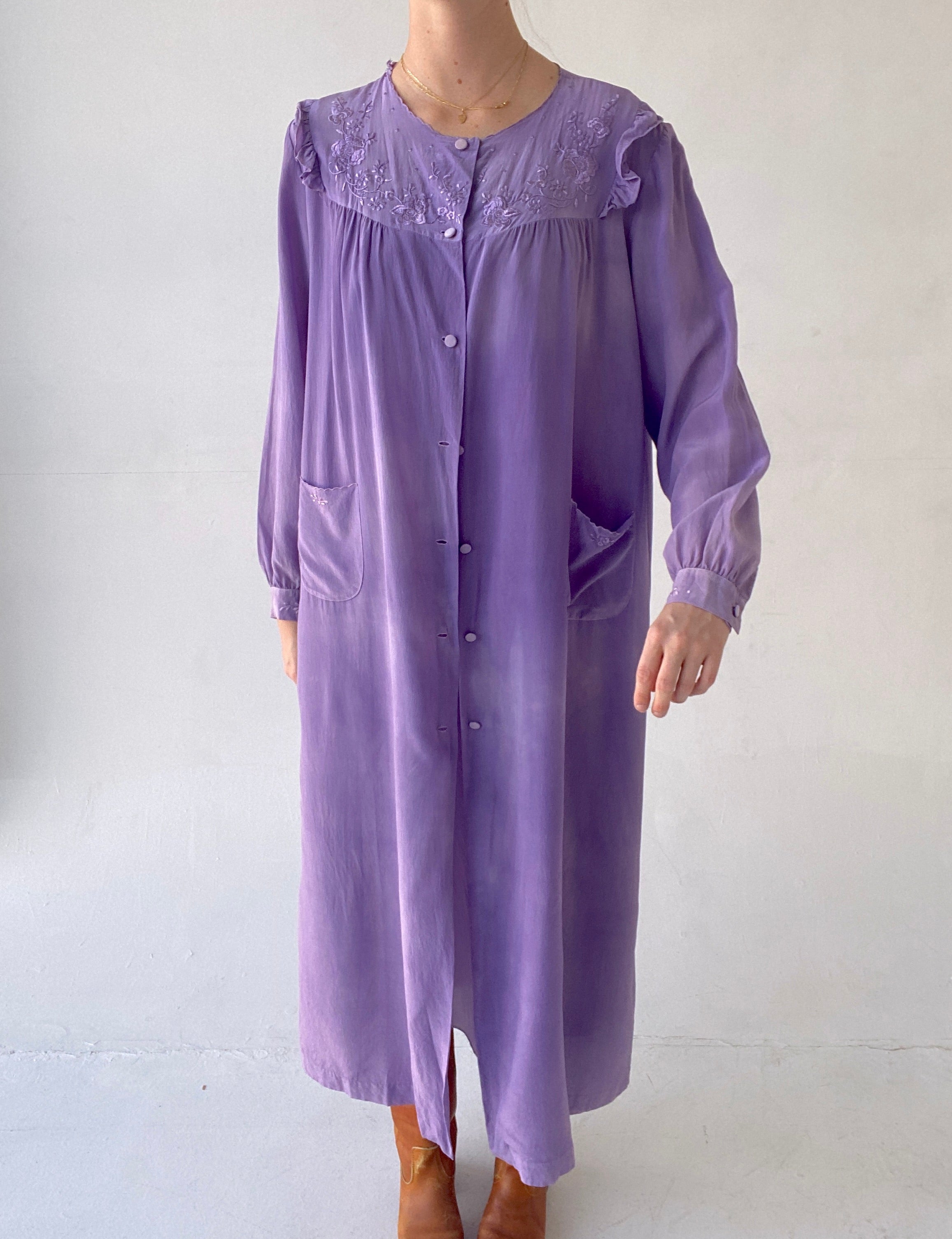 Hand Dyed Deep Purple Silk Robe