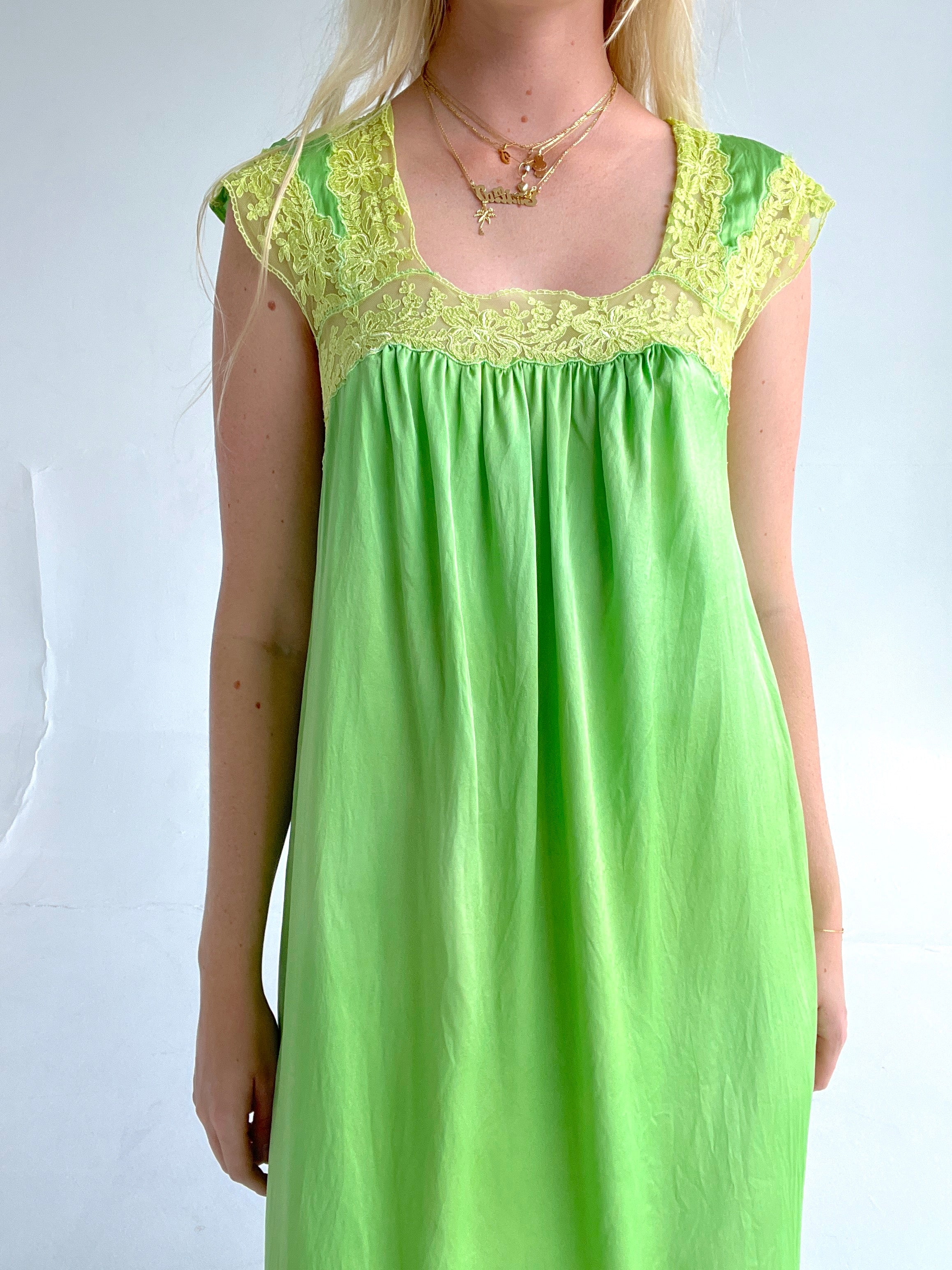 Hand Dyed Leafy Green Silk Dress