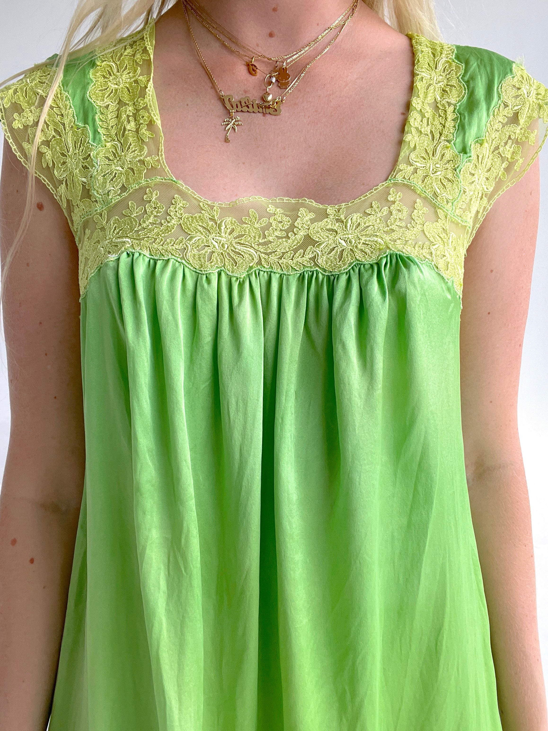 Hand Dyed Leafy Green Silk Dress Eveliina Vintage Hand Dyed Leafy Green Silk Dress Eveliina Vintage