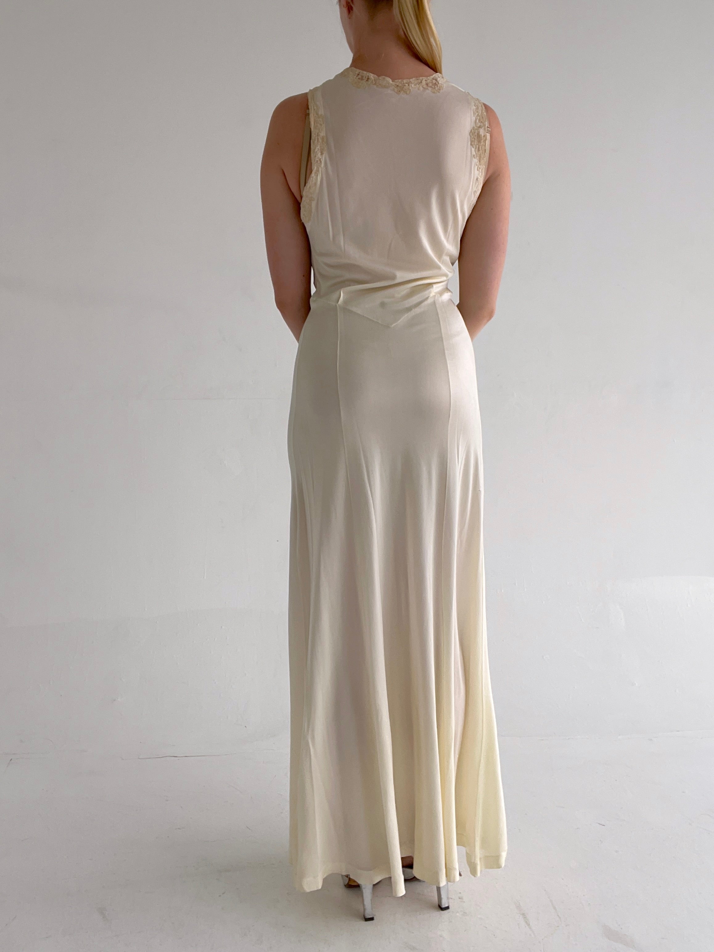1950's Off White Slip Dress with Cream Lace Eveliina Vintage 1950's Off White Slip Dress with Cream Lace Eveliina Vintage