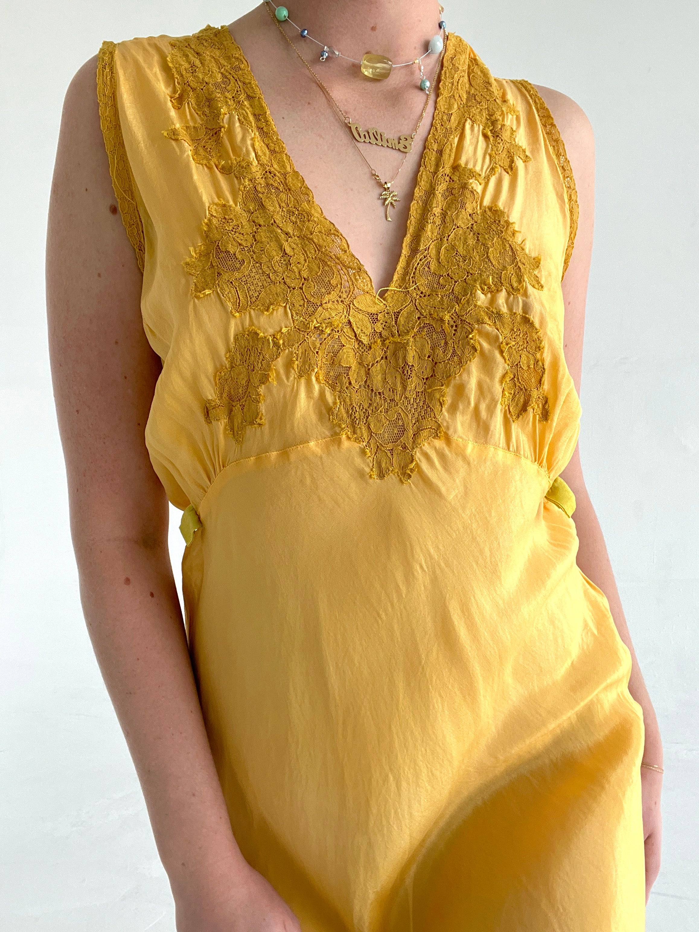 Hand Dyed Burnt Yellow Slip Dress