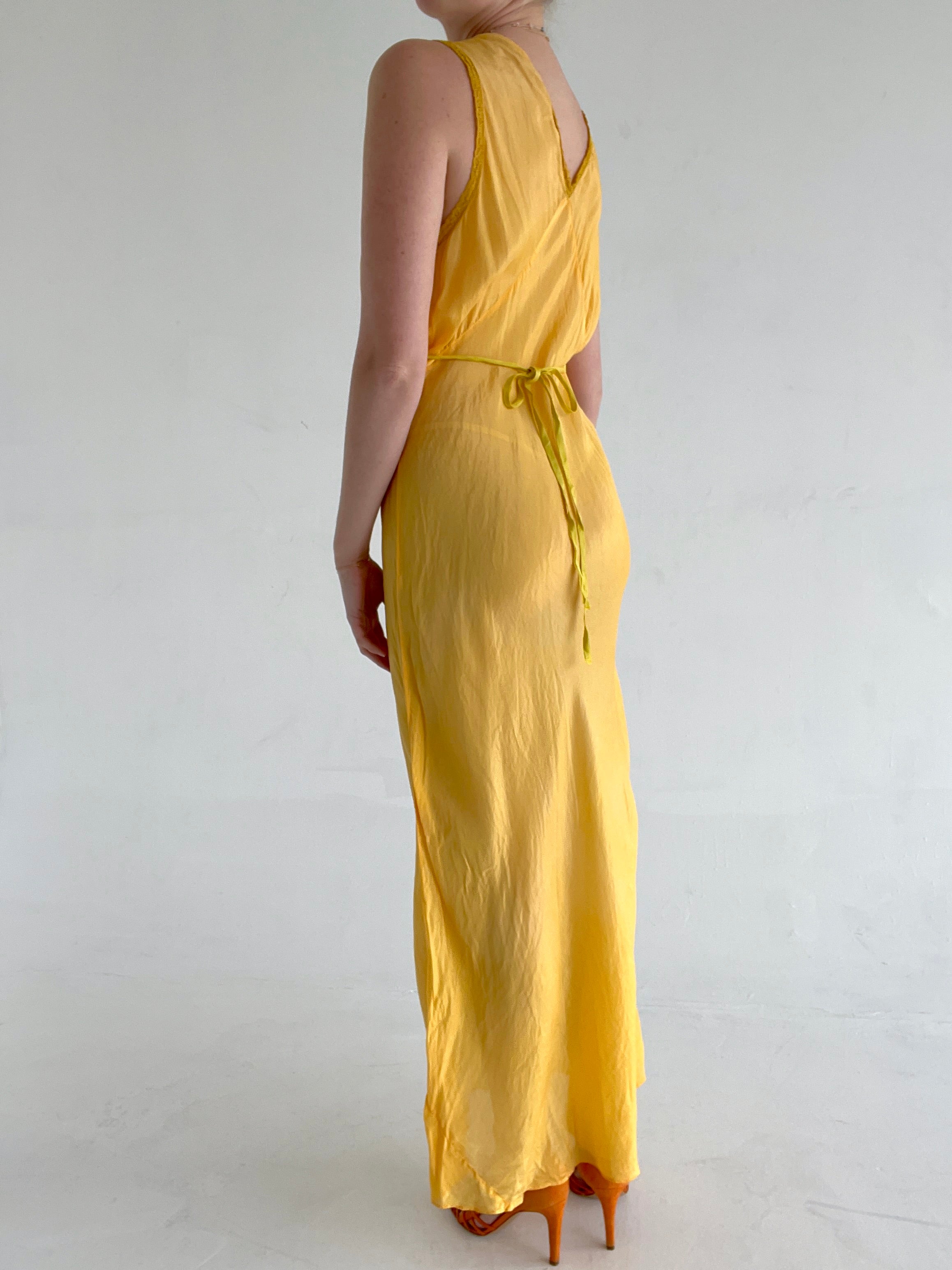Hand Dyed Burnt Yellow Slip Dress – Eveliina Vintage