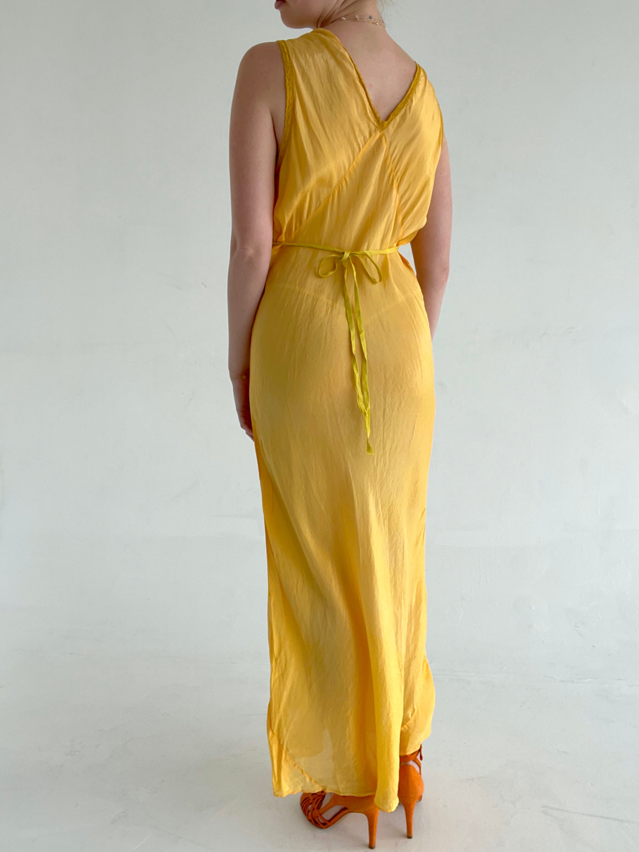 Hand Dyed Burnt Yellow Slip Dress – Eveliina Vintage