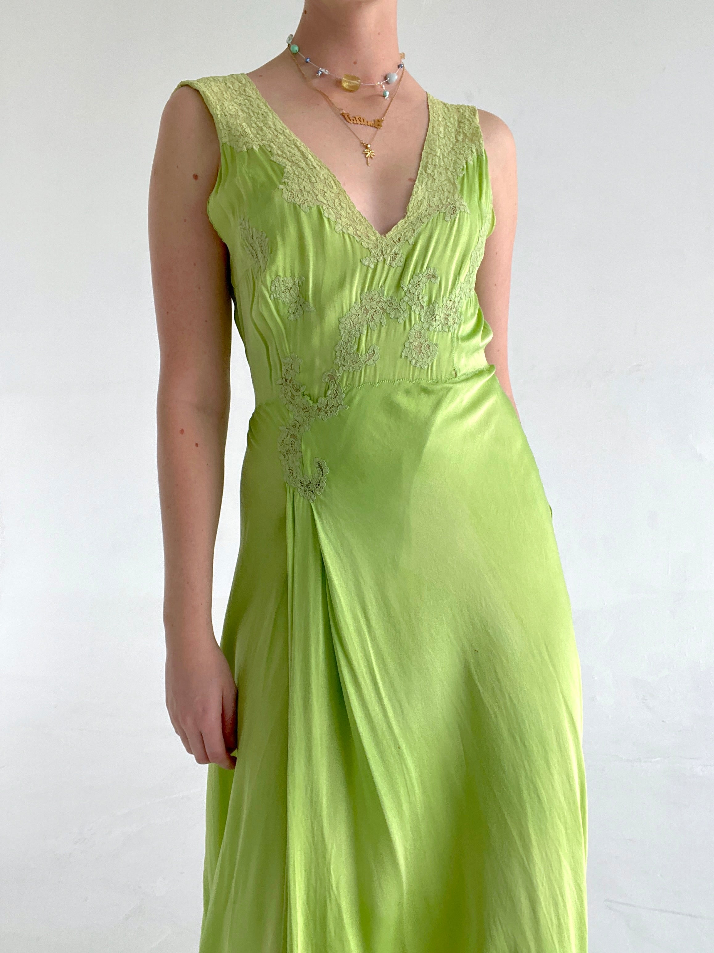 Hand Dyed Green Apple Silk Dress