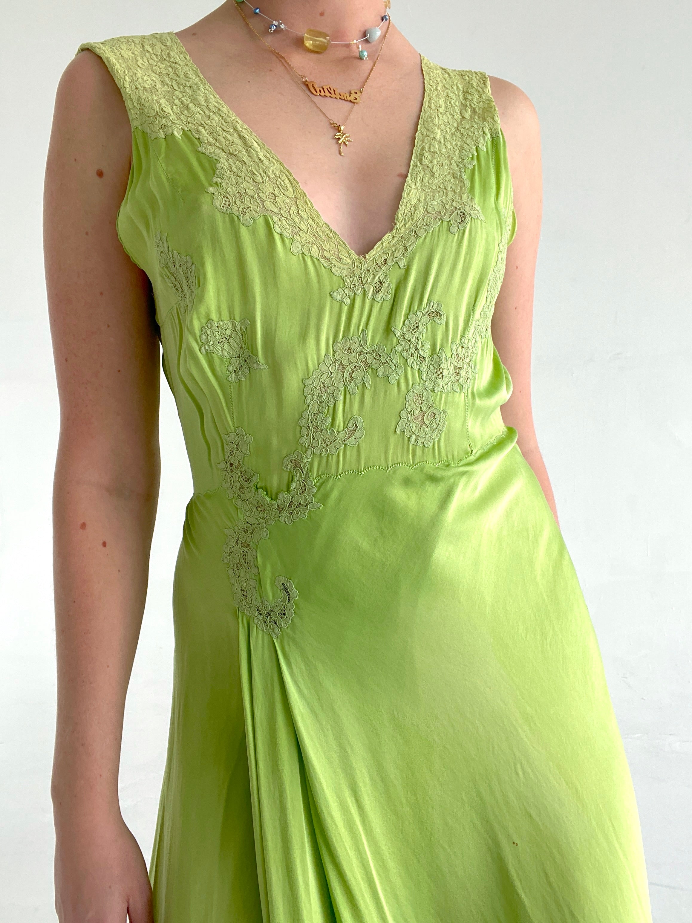 Hand Dyed Green Apple Silk Dress