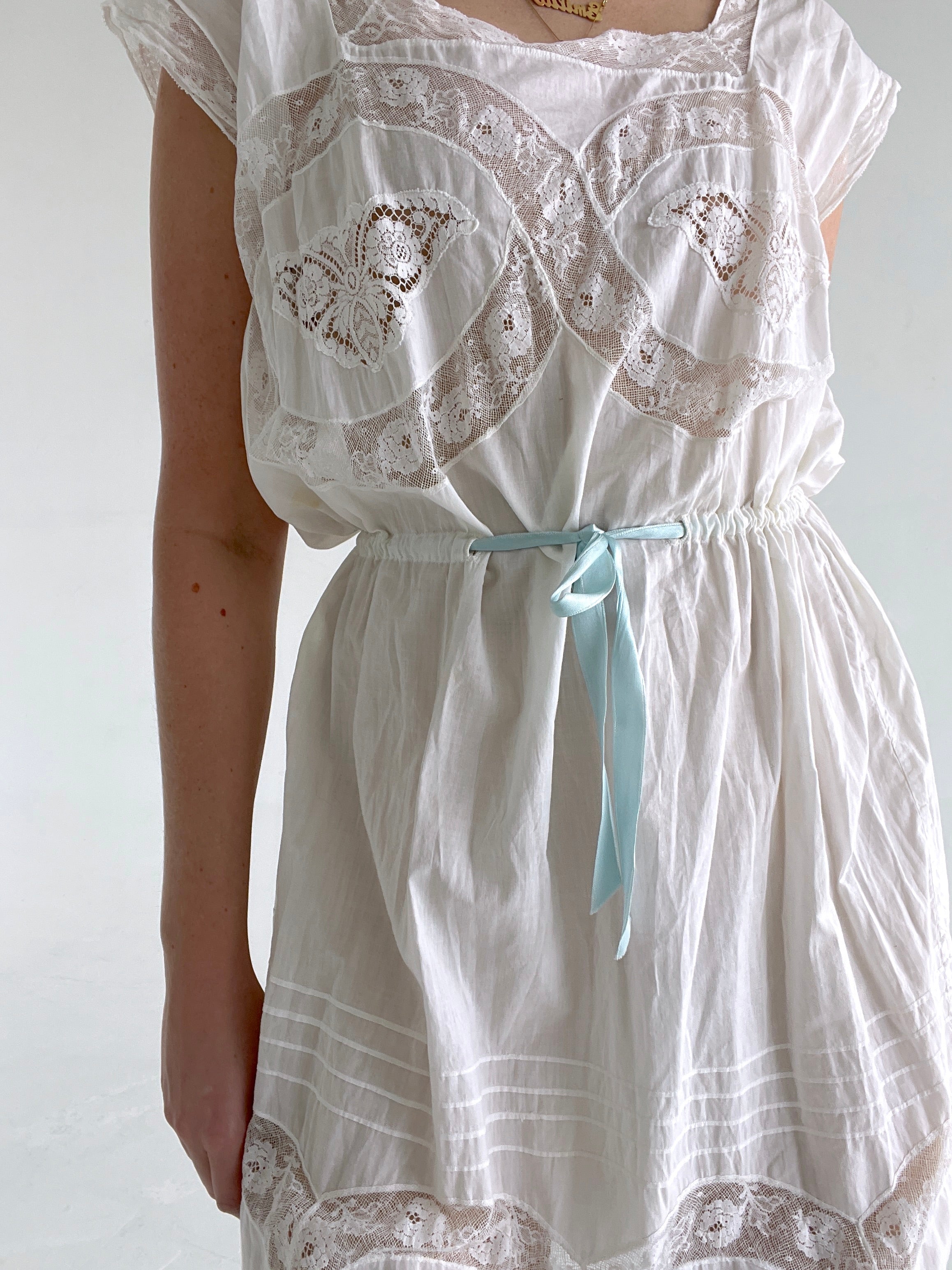 Edwardian White Cotton Butterfly Dress