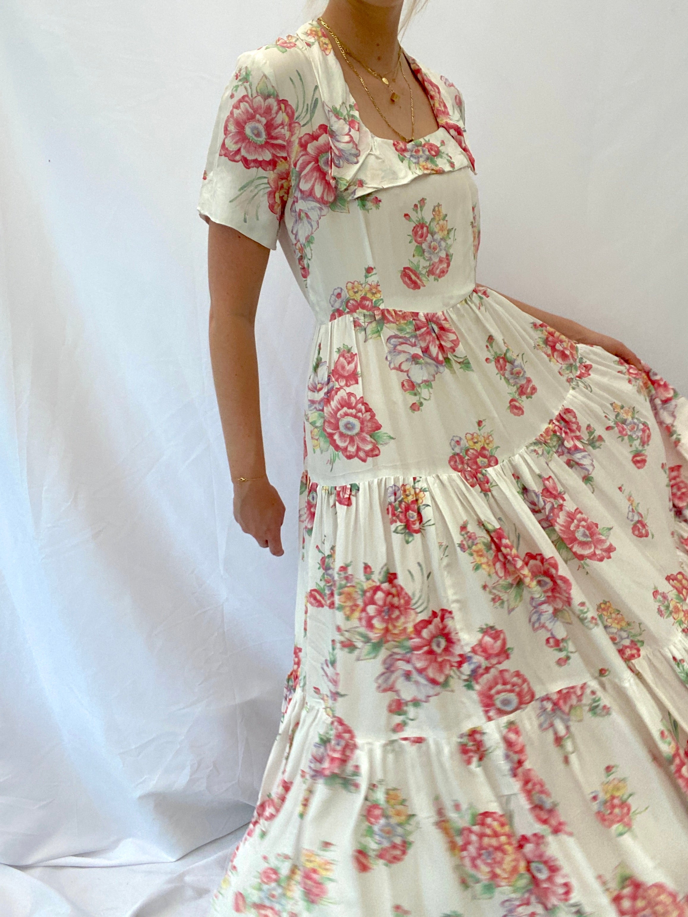 1930's Floral Print Gown