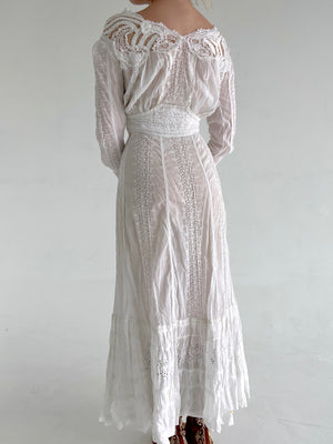 Victorian White Cotton Lawn Dress