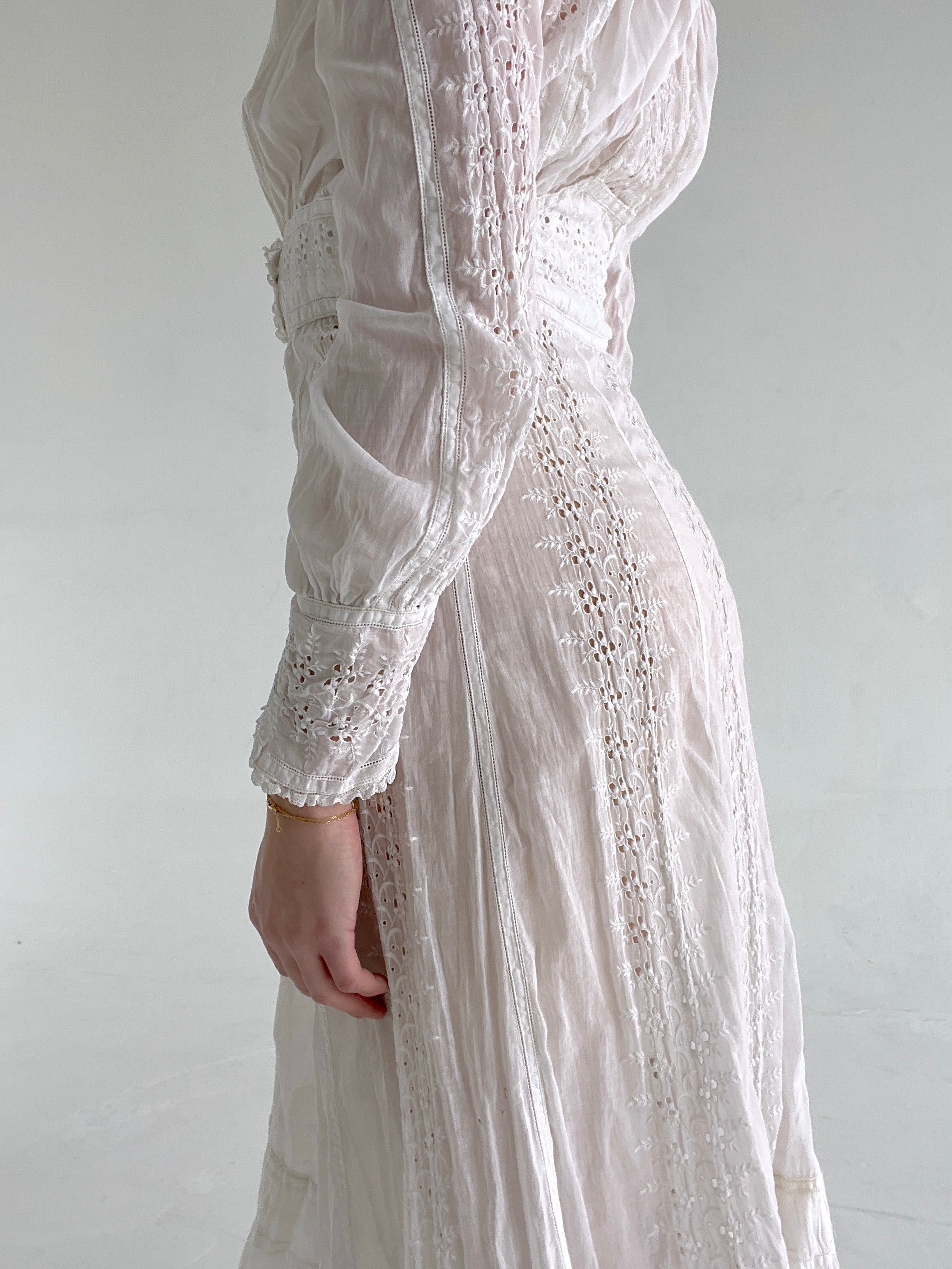Victorian White Cotton Lawn Dress