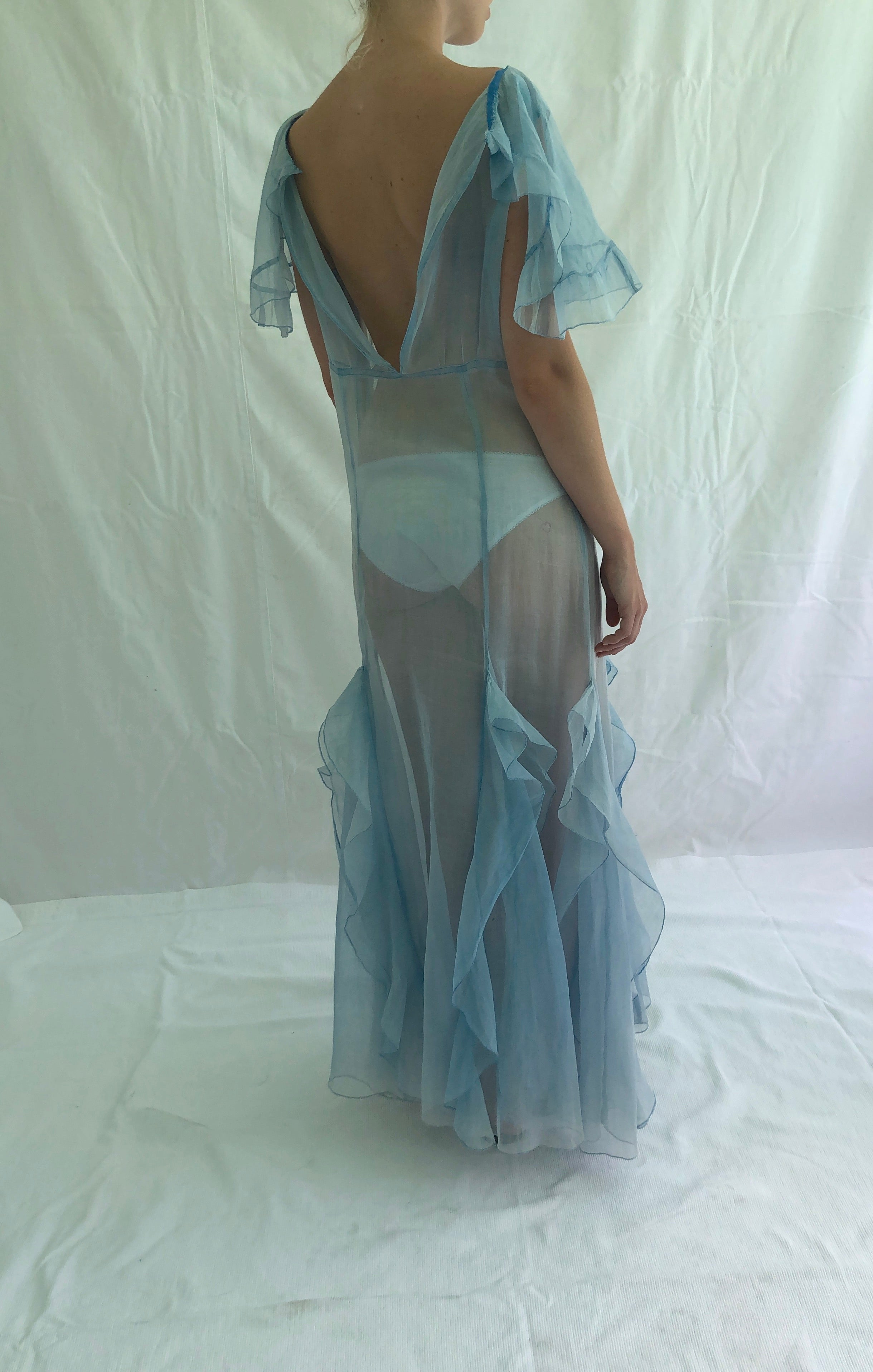 Blue Organza Dress Eveliina Vintage Blue Organza Dress Eveliina Vintage