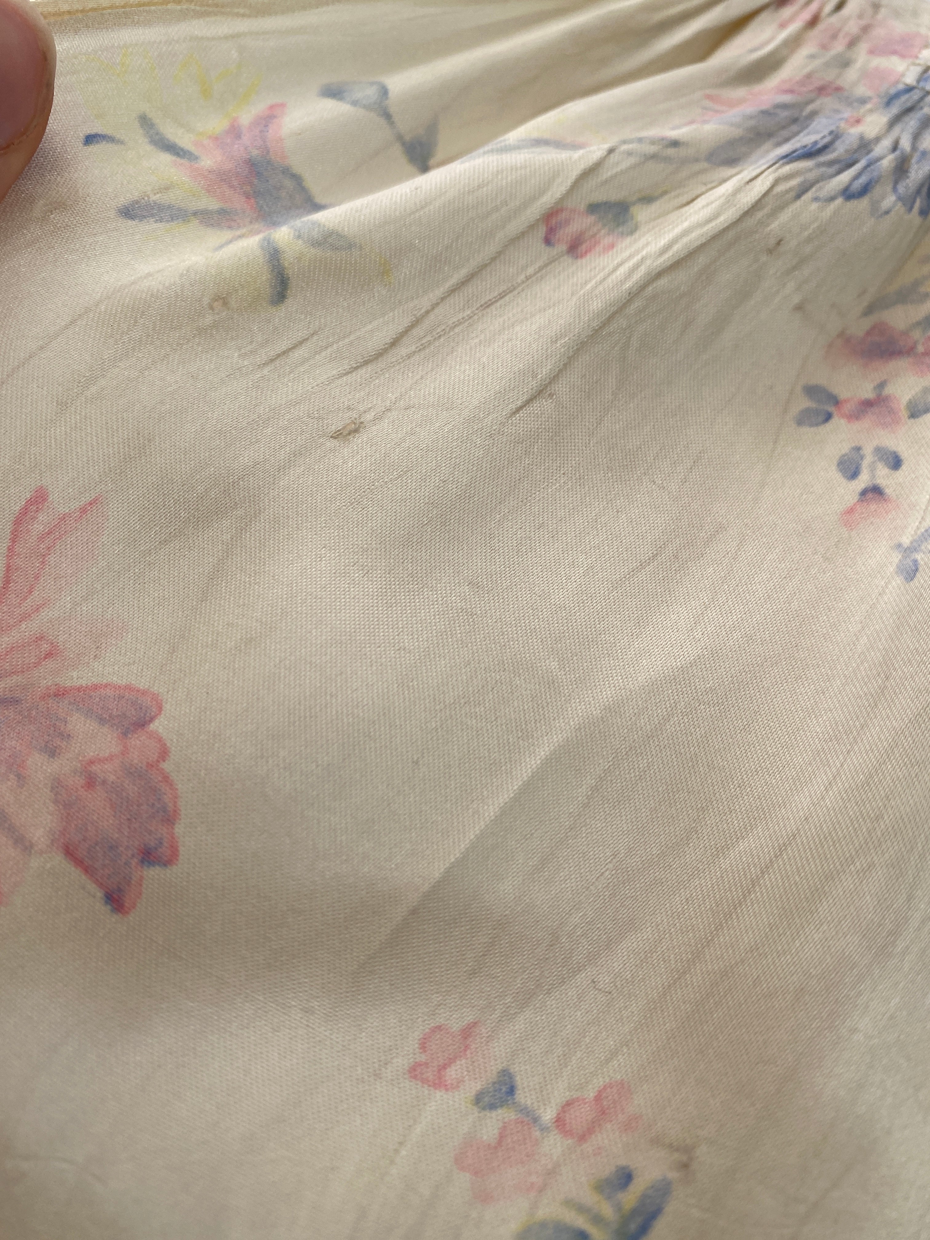 Cream Silk Floral Print Robe