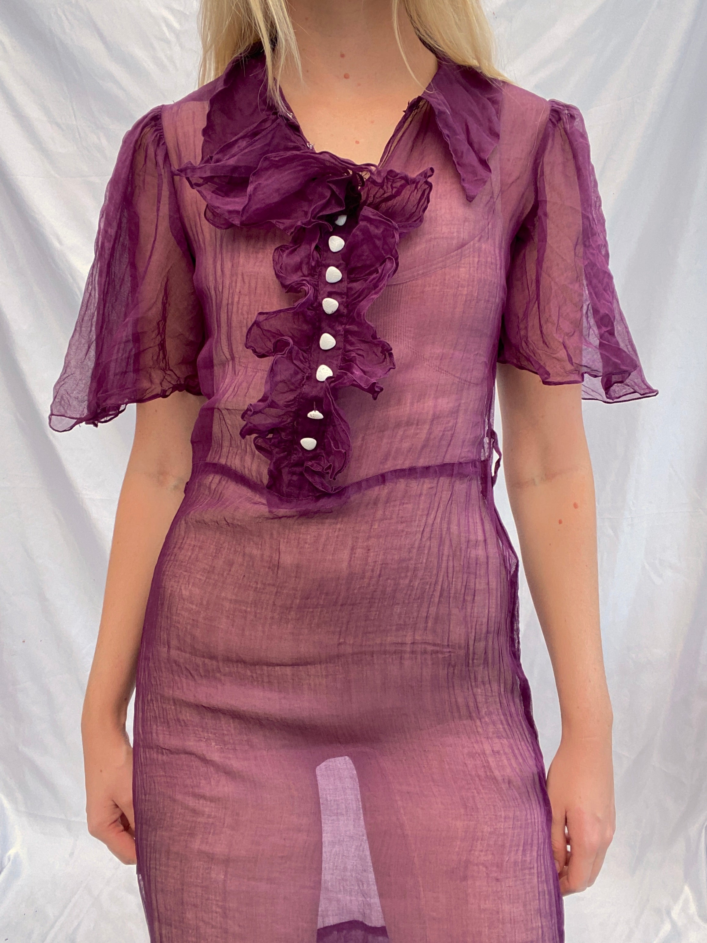 Hand Dyed Deep Purple Organza Dress
