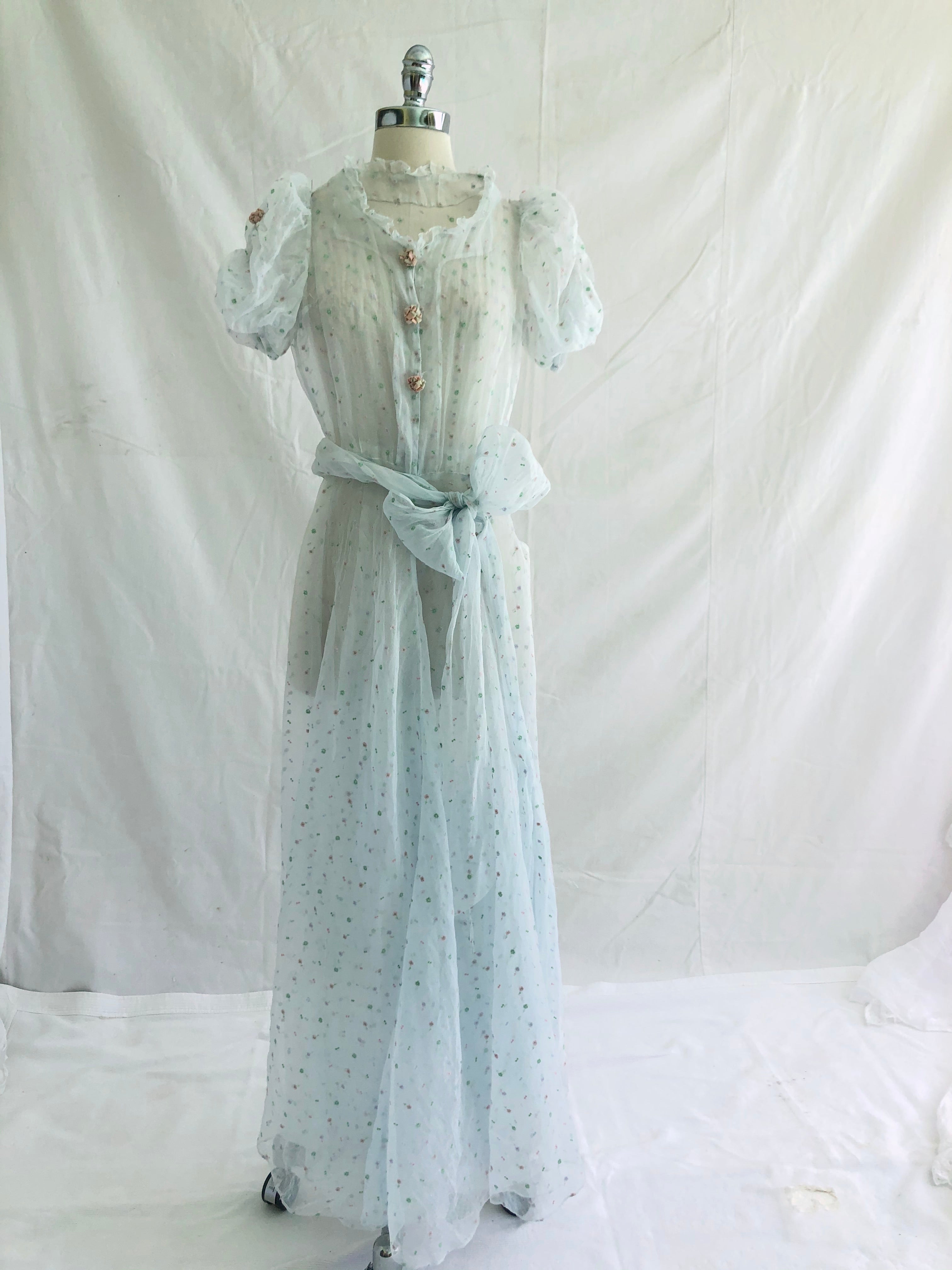 1930's Long Organza Garden Party Dress Eveliina Vintage 1930's Long Organza Garden Party Dress Eveliina Vintage