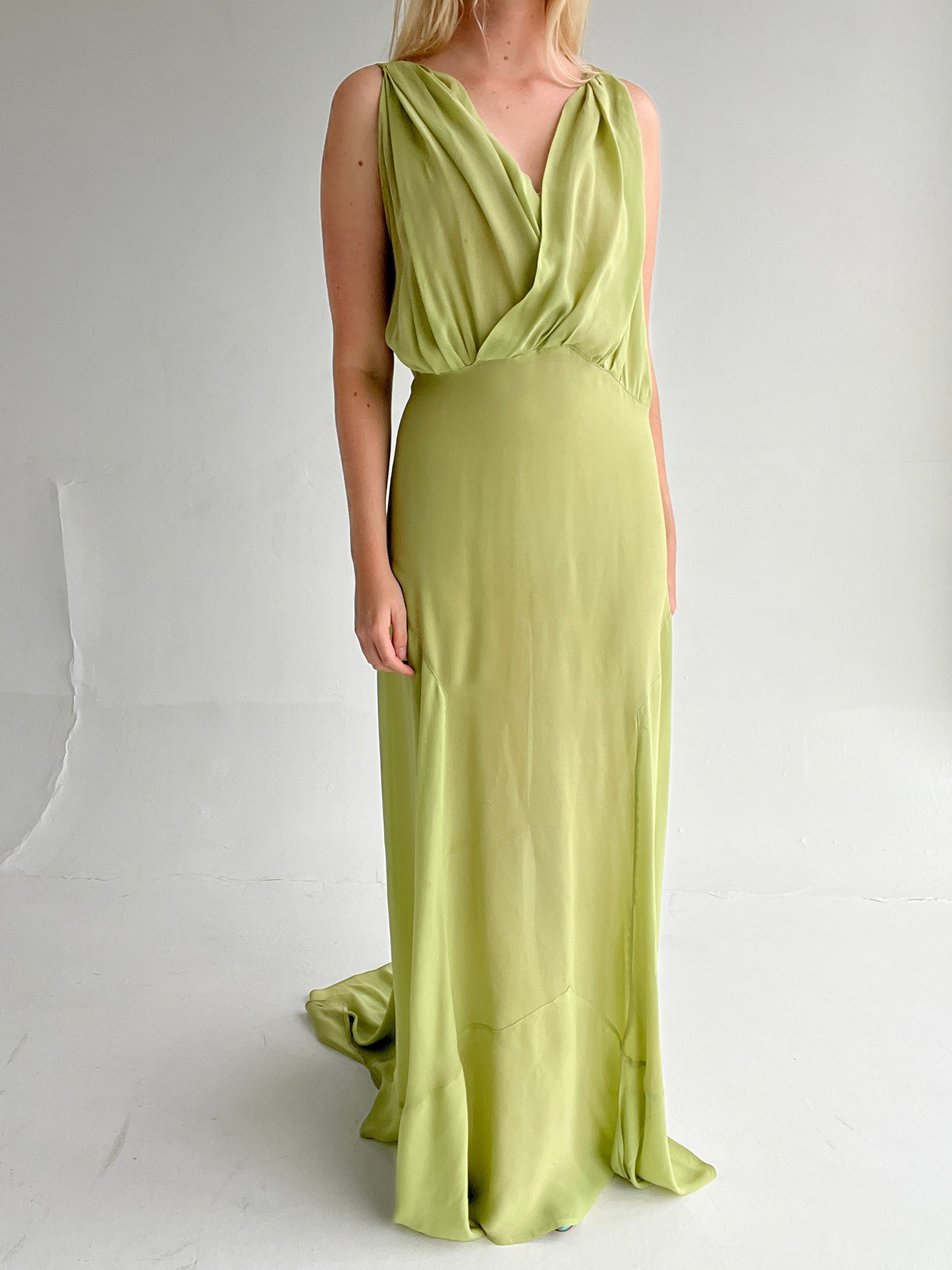 1940's Green Apple Chiffon Gown – Eveliina Vintage