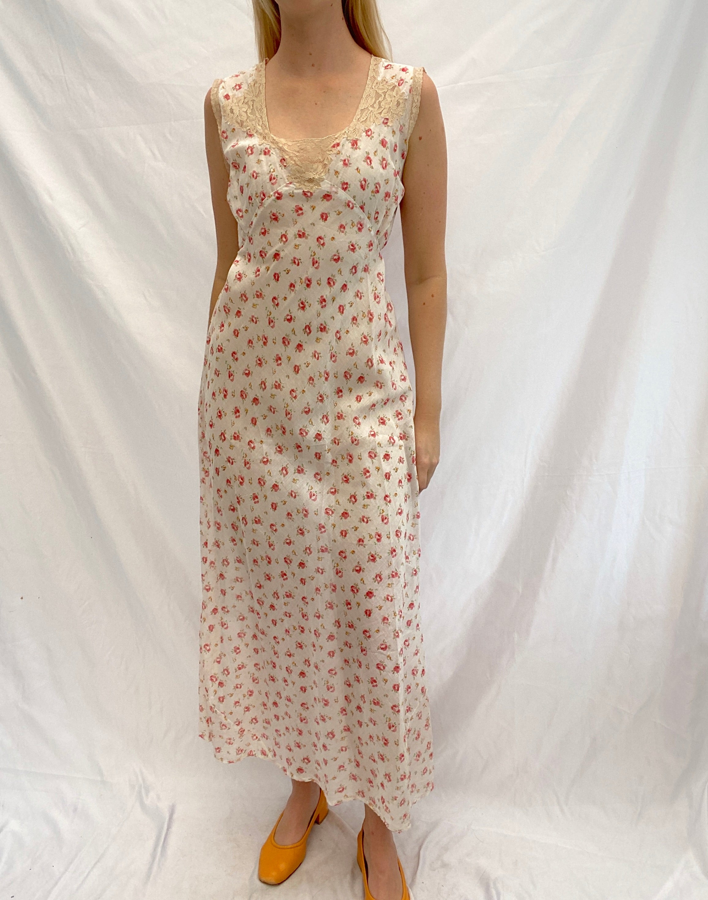 vintage cotton slip dress Vintage Cotton Slip - Floral Lace Full Slip Underdress