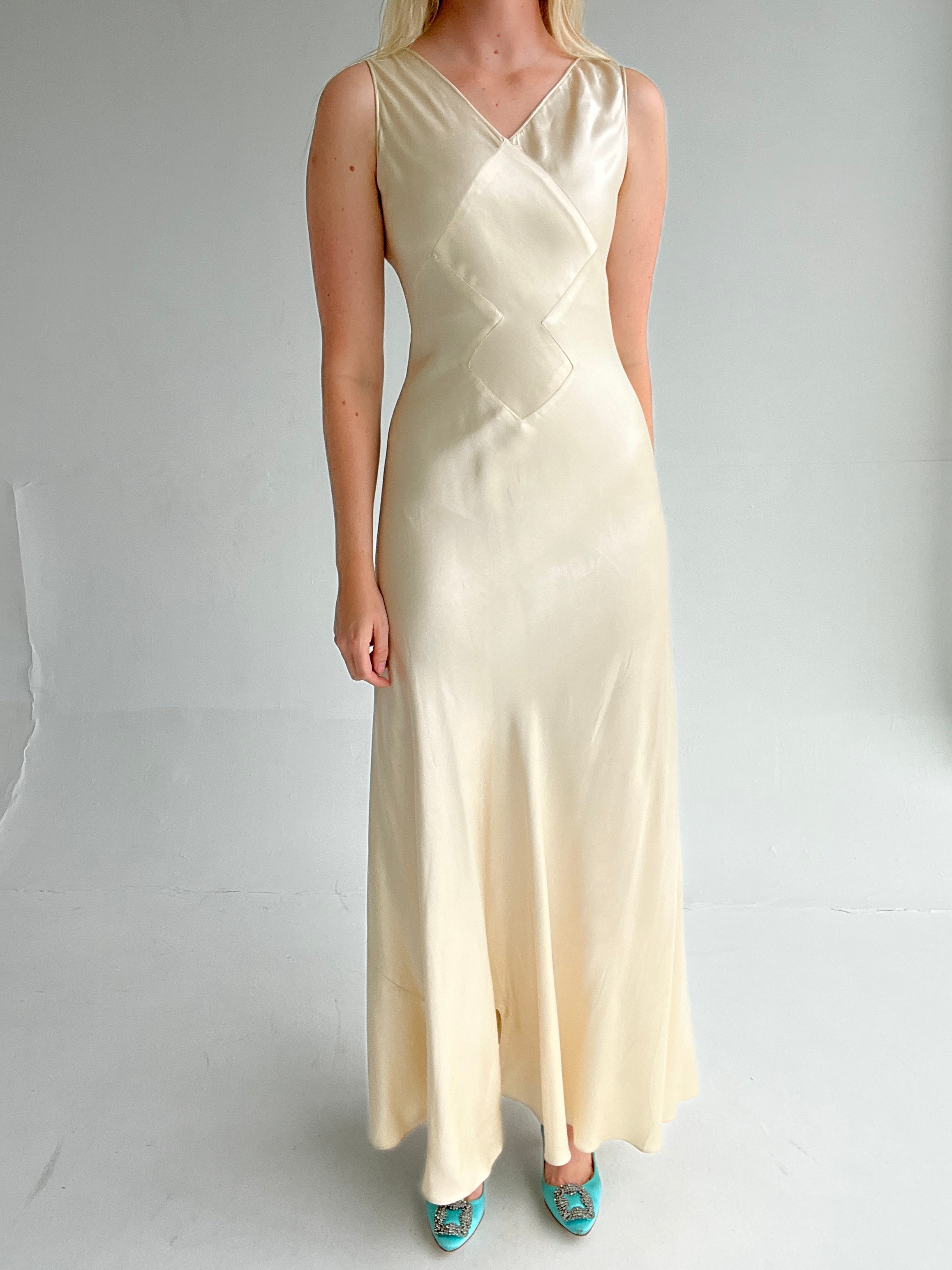 1930's Cream Silk Dress
