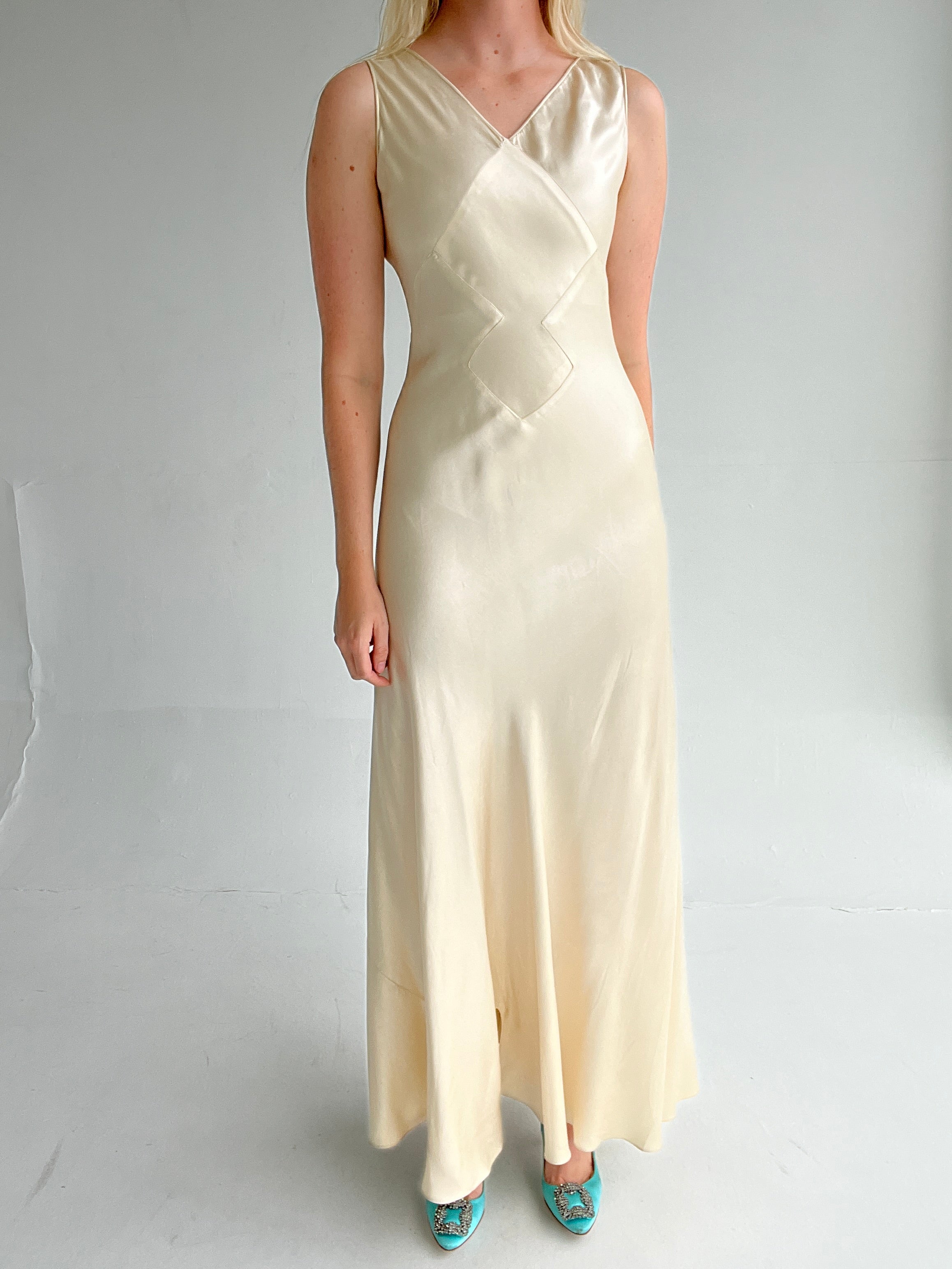 1930's Cream Silk Dress Eveliina Vintage 1930's Cream Silk Dress Eveliina Vintage