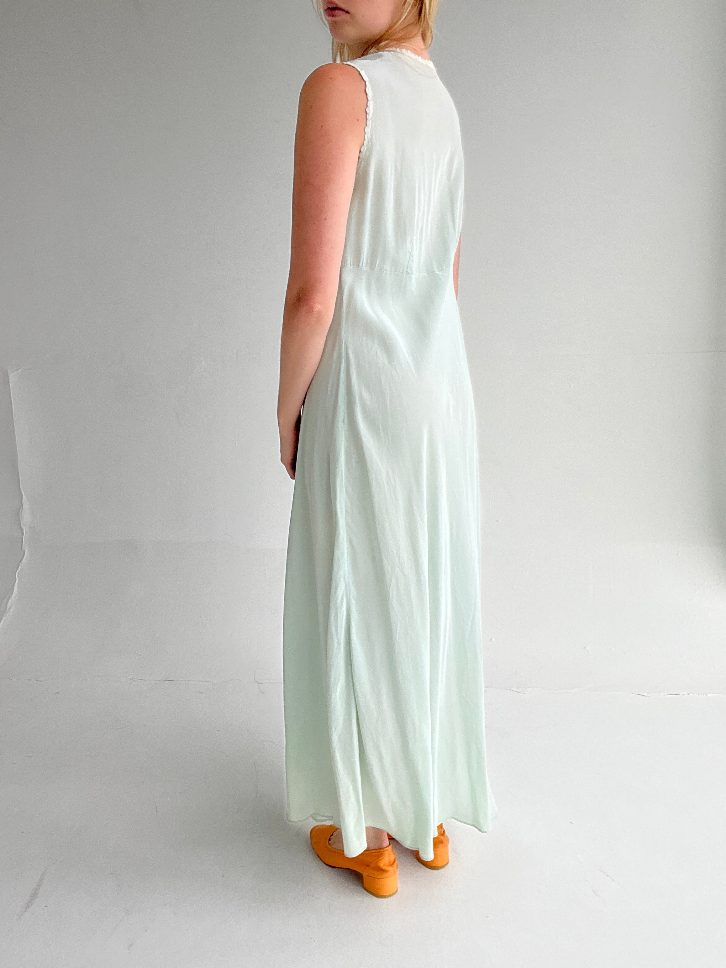 1930's Pale Aqua Silk Dress