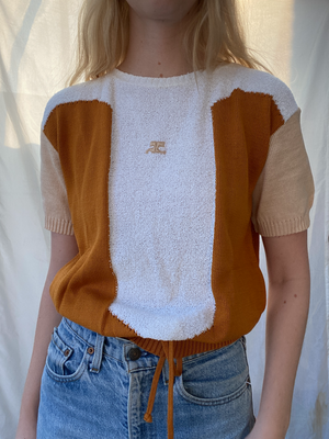 Brown Panel Terry Cloth Courreges Top