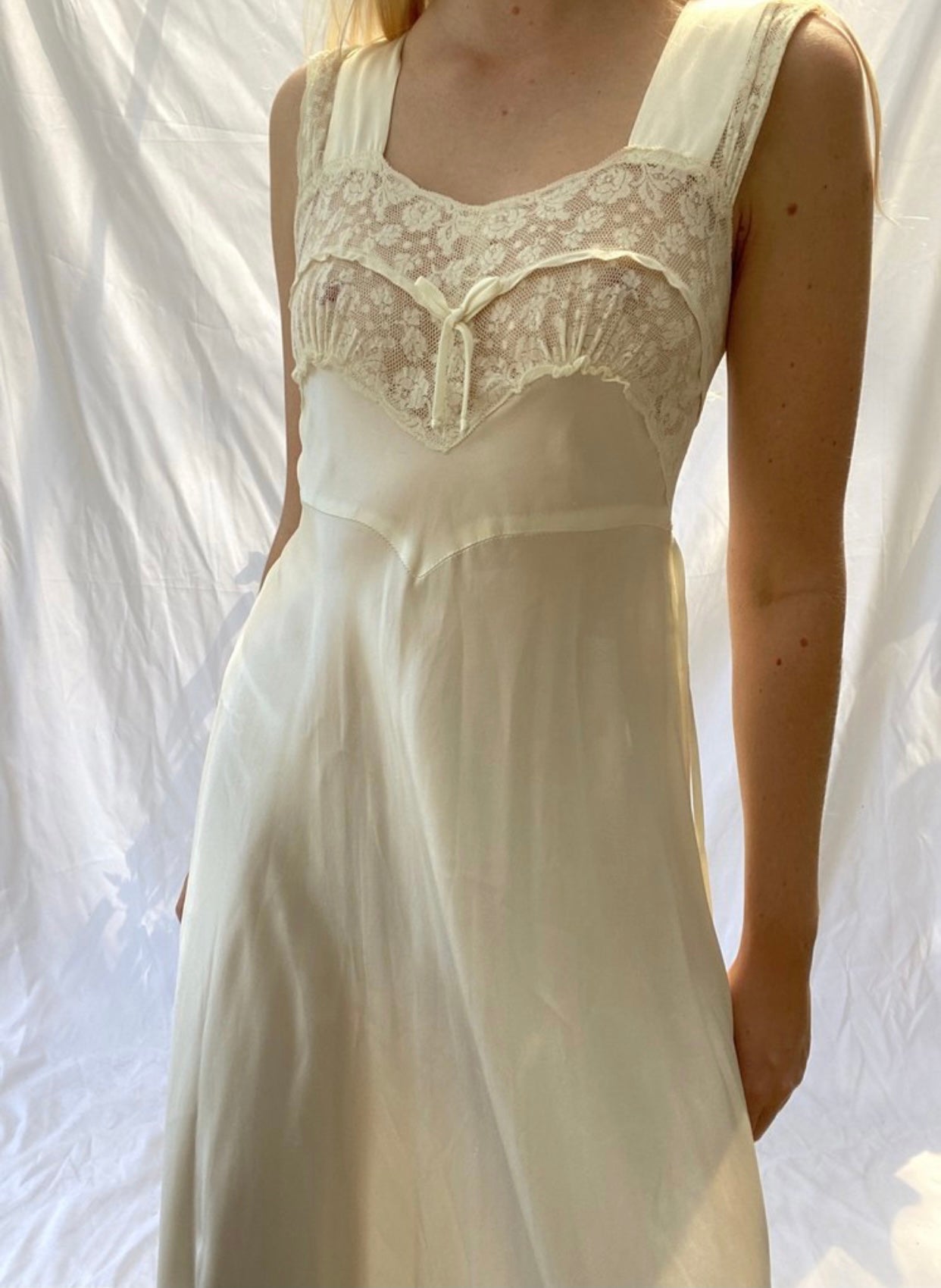 Off White Silk and Lace Dress